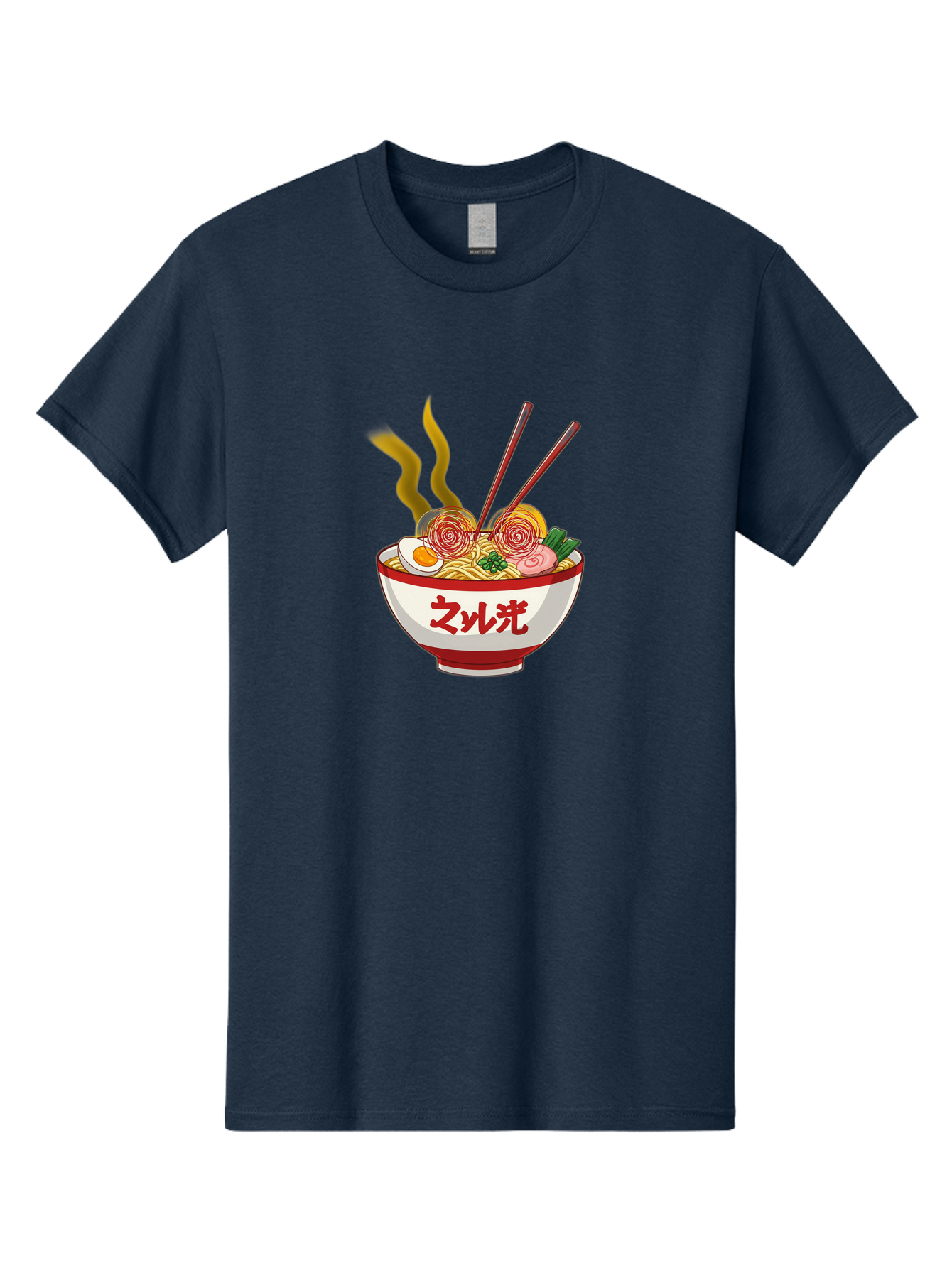 Null-Guang-Ramen Men'S Graphic Tee, 100% Cotton, Comfortable Casual Summer Wear, Machine Washable, Steaming Hot Ramen, Japanese Noodle Soup, Savory Broth, Boiled Egg, Sliced Pork, Green Onions, Chopsticks, Naruto Swirls, Delicious Meal, Bab048