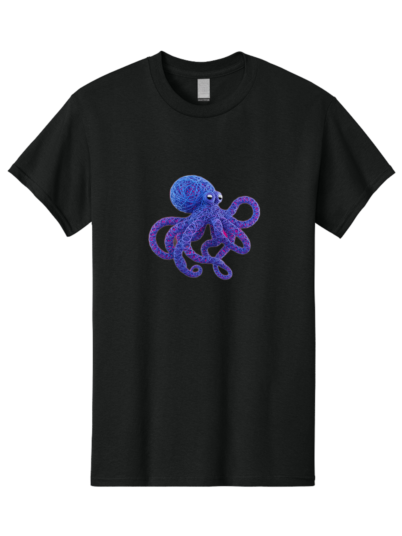 Octopus Men'S Graphic Tee, 100% Cotton, Comfortable Casual Summer Wear, Machine Washable, Colorful Octopus, String Art, Blue And Purple Hues, 3D Illustration, Whimsical Design, Underwater Creature, Artistic Representation, Creative Artwork, Bab049
