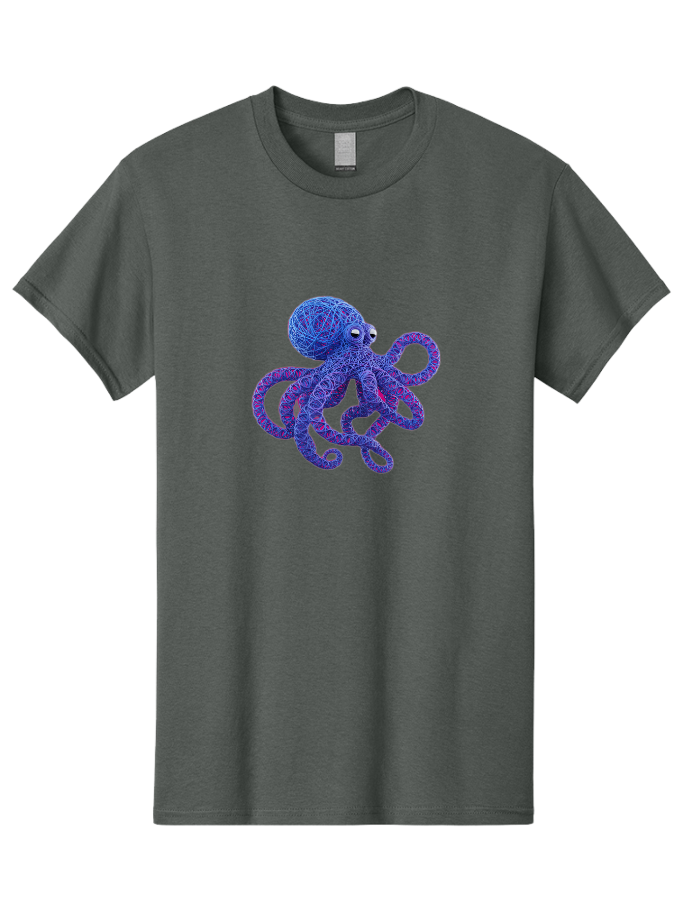 Octopus Men'S Graphic Tee, 100% Cotton, Comfortable Casual Summer Wear, Machine Washable, Colorful Octopus, String Art, Blue And Purple Hues, 3D Illustration, Whimsical Design, Underwater Creature, Artistic Representation, Creative Artwork, Bab049