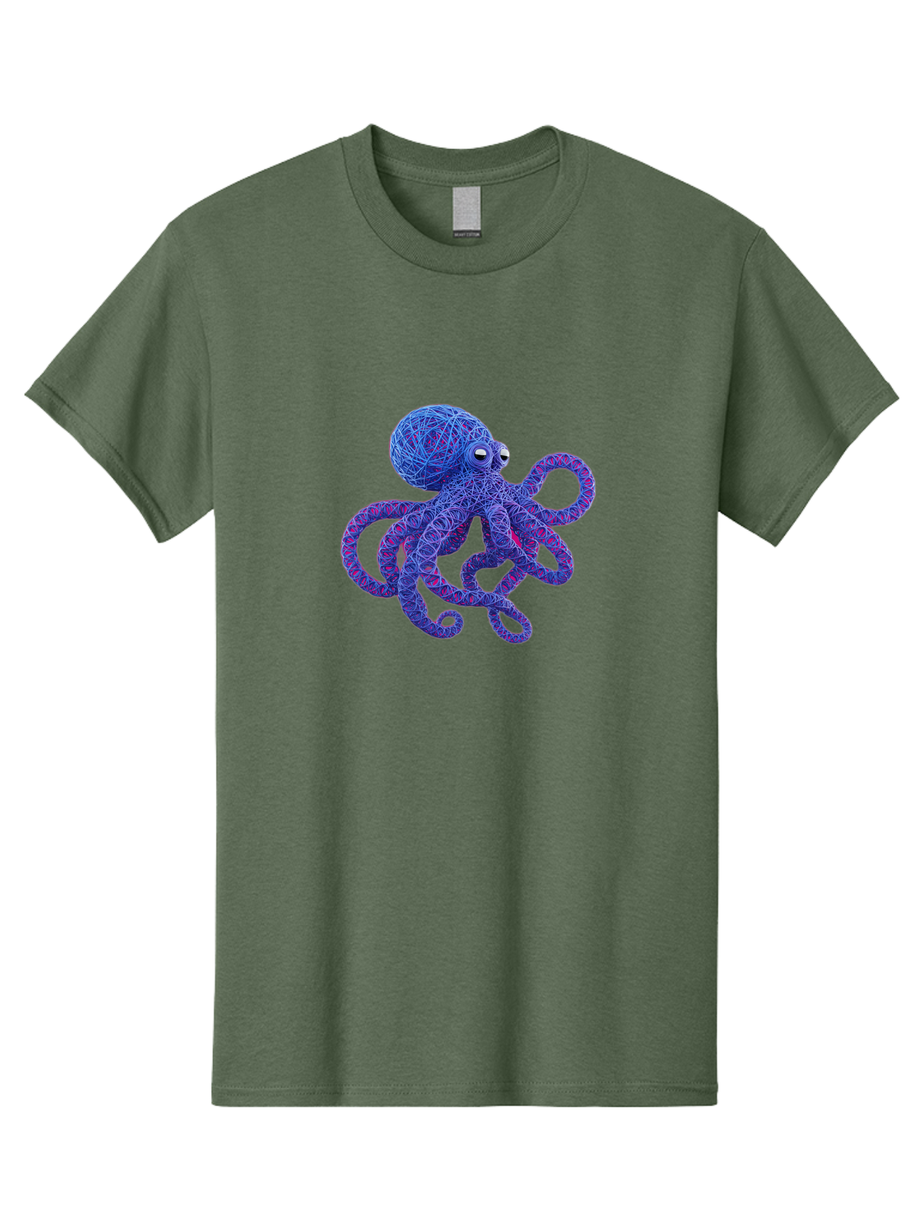 Octopus Men'S Graphic Tee, 100% Cotton, Comfortable Casual Summer Wear, Machine Washable, Colorful Octopus, String Art, Blue And Purple Hues, 3D Illustration, Whimsical Design, Underwater Creature, Artistic Representation, Creative Artwork, Bab049