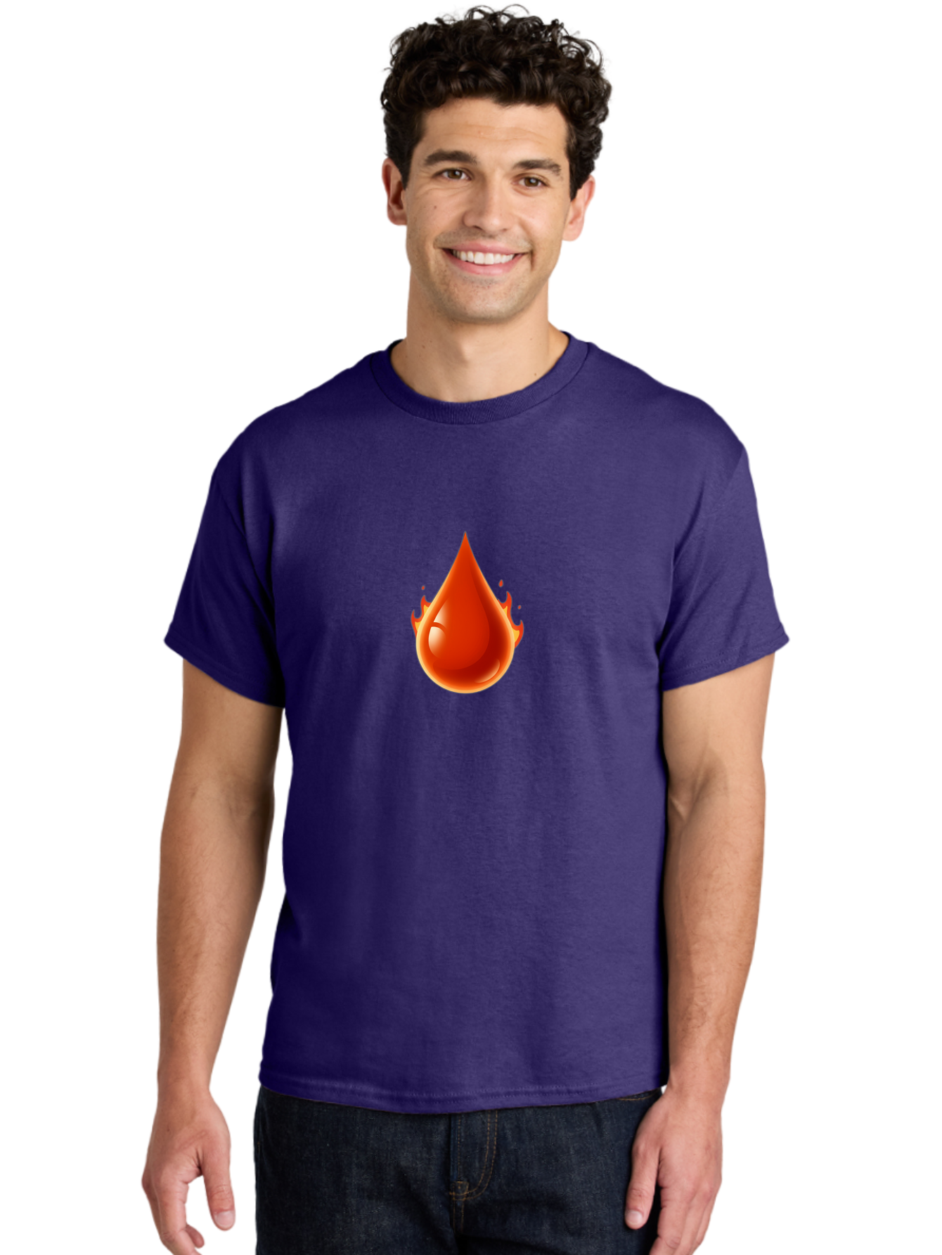 Oil-Drop Men'S Graphic Tee, 100% Cotton, Comfortable Casual Summer Wear, Machine Washable, Oil Drop, Red Oil Droplet, Glossy Texture, Flame Effect, Vibrant Colors, Energy Symbol, Abstract Design, 3D Rendering Bab050