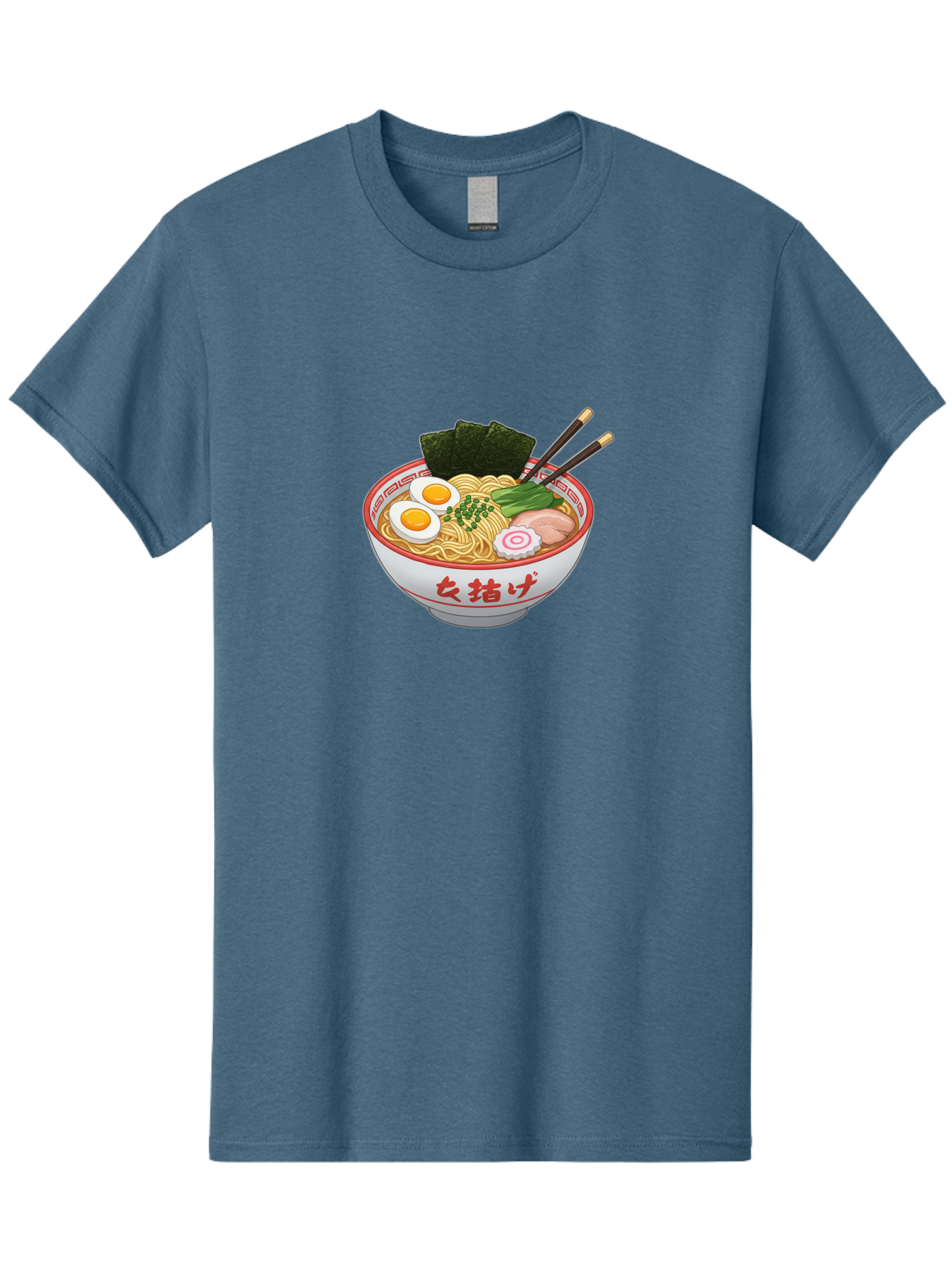Onna-Jirage-Ramen Men'S Graphic Tee, 100% Cotton, Comfortable Casual Summer Wear, Machine Washable, Ramen Bowl, Noodle Soup, Boiled Egg, Green Onions, Seaweed, Pork Slices, Narutomaki, Chopsticks, Japanese Cuisine, Onna Zuke Bab053