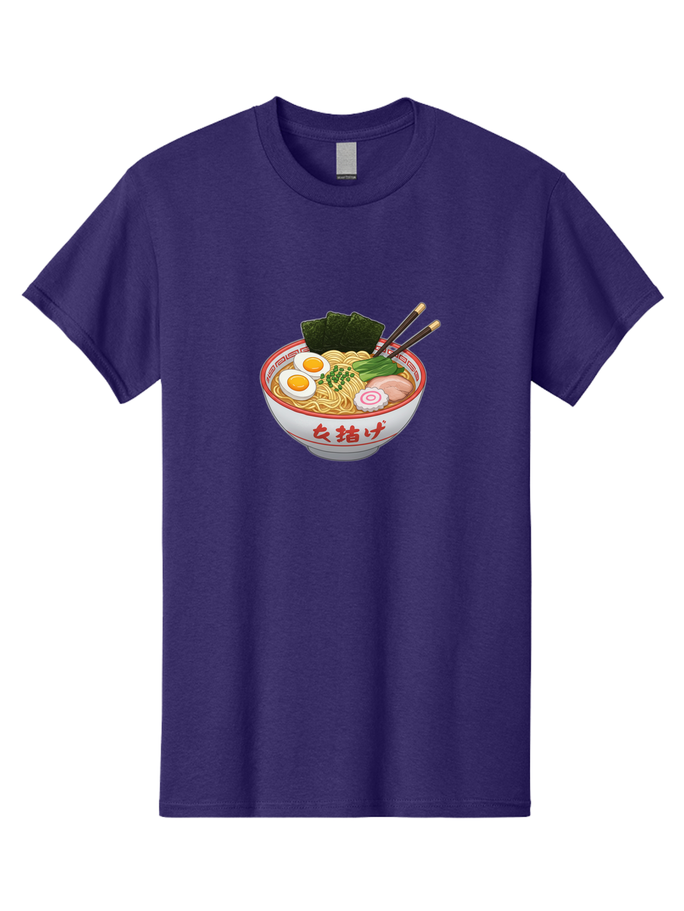 Onna-Jirage-Ramen Men'S Graphic Tee, 100% Cotton, Comfortable Casual Summer Wear, Machine Washable, Ramen Bowl, Noodle Soup, Boiled Egg, Green Onions, Seaweed, Pork Slices, Narutomaki, Chopsticks, Japanese Cuisine, Onna Zuke Bab053