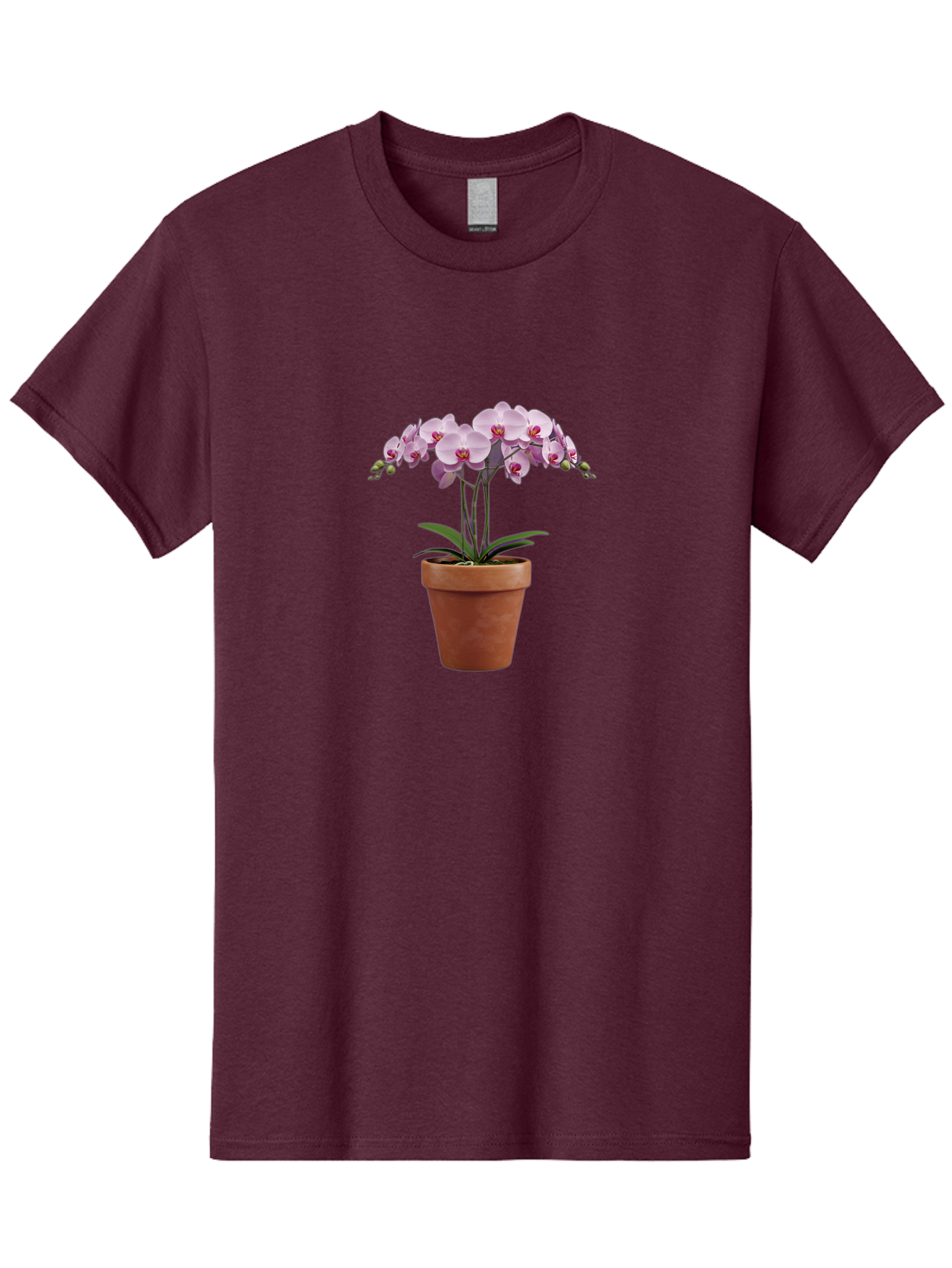 Orchid-In-Pot Men'S Graphic Tee, 100% Cotton, Comfortable Casual Summer Wear, Machine Washable, Orchid Flowers, Pink Blooms, Terracotta Pot, Indoor Plants, Floral Arrangement, Elegant Decor, Tropical Plants, Gardening Inspiration, Home Decor Bab056