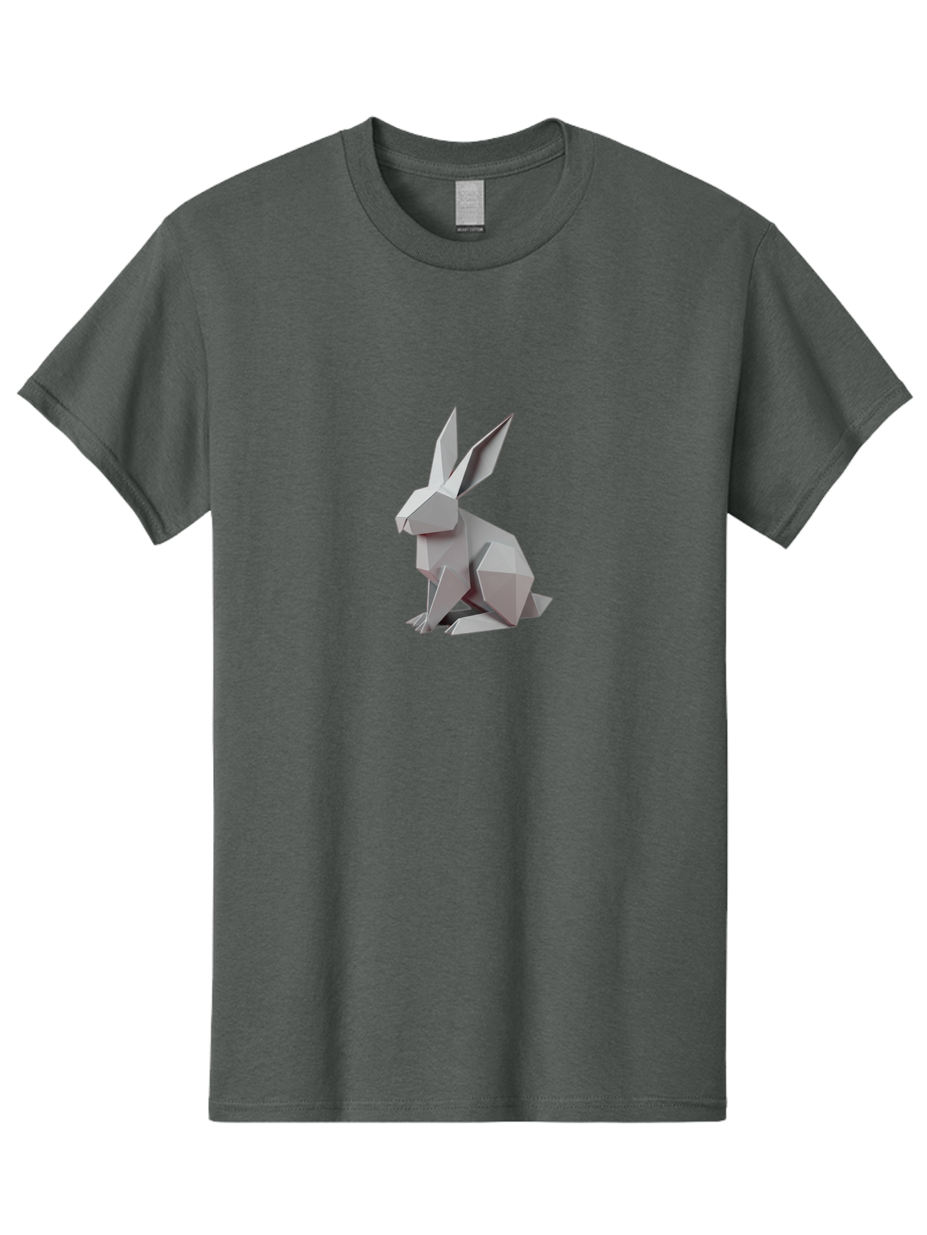 Origami-Rabbit Men'S Graphic Tee, 100% Cotton, Comfortable Casual Summer Wear, Machine Washable, Origami Rabbit, Geometric Art, Paper Folding, 3D Model, Minimalist Design, Rabbit Sculpture, Modern Art, Creative Craft Bab057