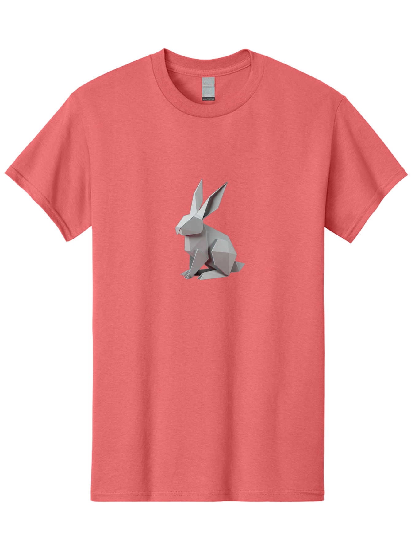 Origami-Rabbit Men'S Graphic Tee, 100% Cotton, Comfortable Casual Summer Wear, Machine Washable, Origami Rabbit, Geometric Art, Paper Folding, 3D Model, Minimalist Design, Rabbit Sculpture, Modern Art, Creative Craft Bab057