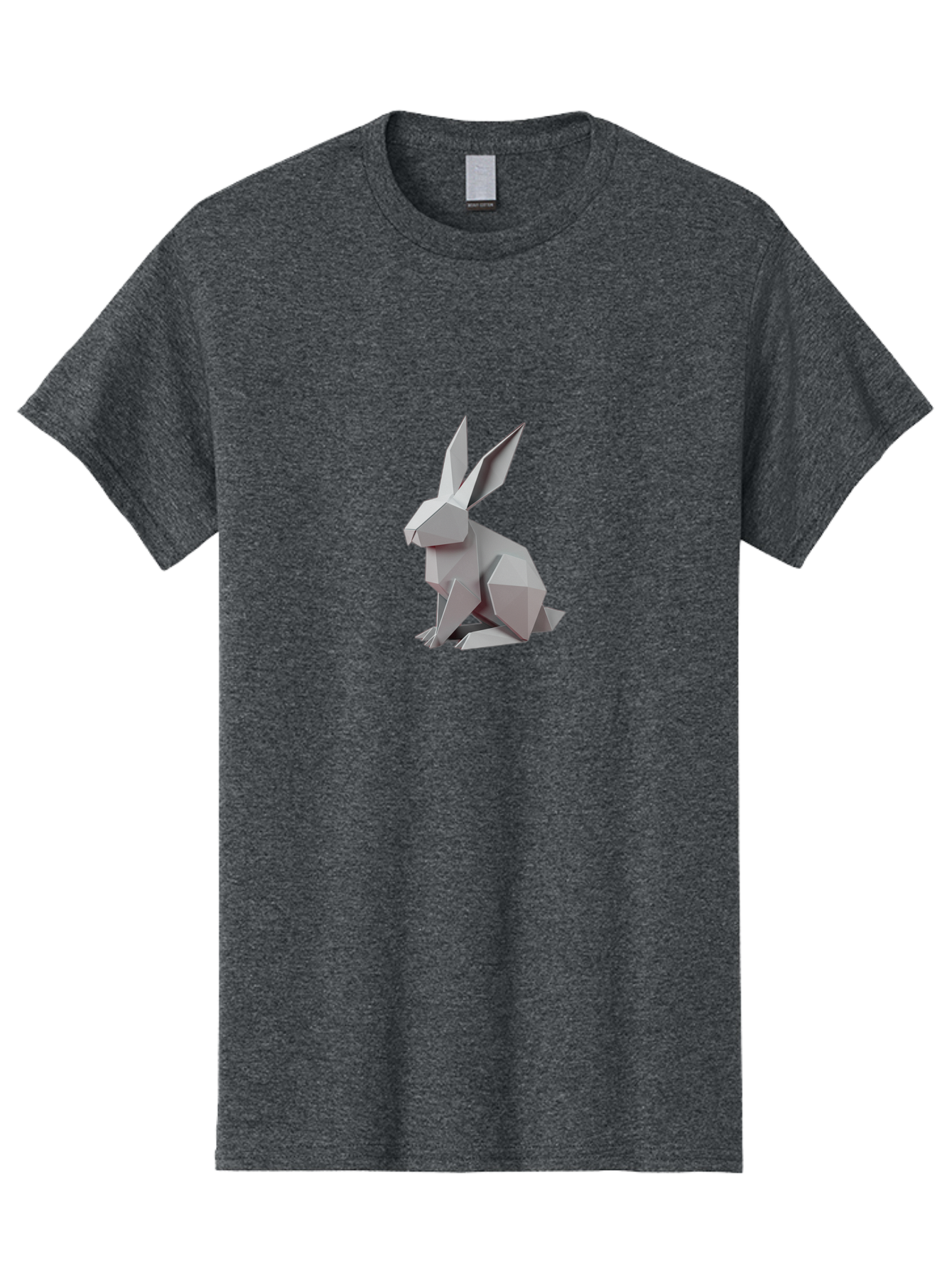 Origami-Rabbit Men'S Graphic Tee, 100% Cotton, Comfortable Casual Summer Wear, Machine Washable, Origami Rabbit, Geometric Art, Paper Folding, 3D Model, Minimalist Design, Rabbit Sculpture, Modern Art, Creative Craft Bab057