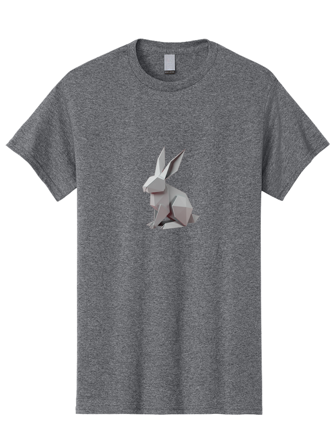 Origami-Rabbit Men'S Graphic Tee, 100% Cotton, Comfortable Casual Summer Wear, Machine Washable, Origami Rabbit, Geometric Art, Paper Folding, 3D Model, Minimalist Design, Rabbit Sculpture, Modern Art, Creative Craft Bab057
