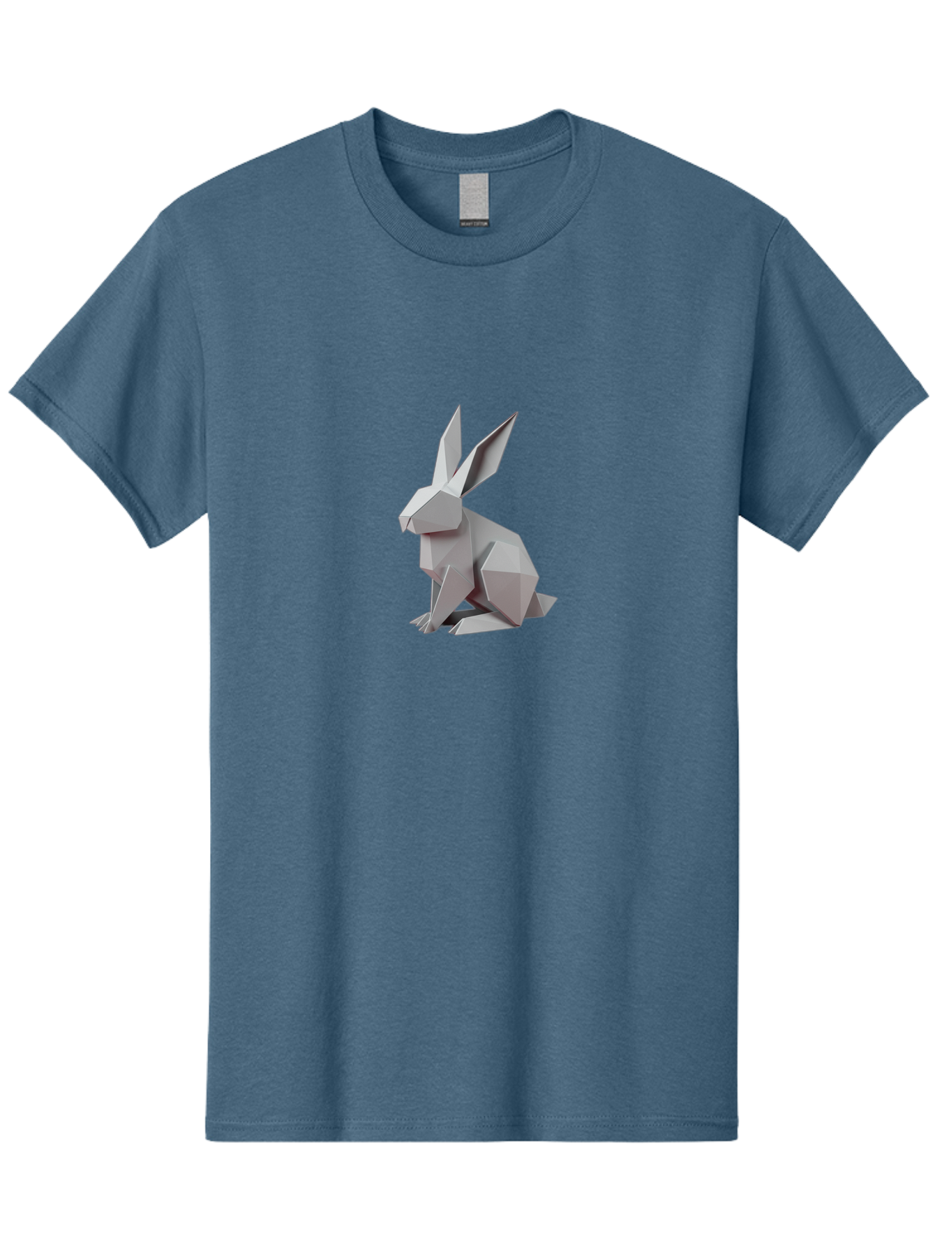 Origami-Rabbit Men'S Graphic Tee, 100% Cotton, Comfortable Casual Summer Wear, Machine Washable, Origami Rabbit, Geometric Art, Paper Folding, 3D Model, Minimalist Design, Rabbit Sculpture, Modern Art, Creative Craft Bab057