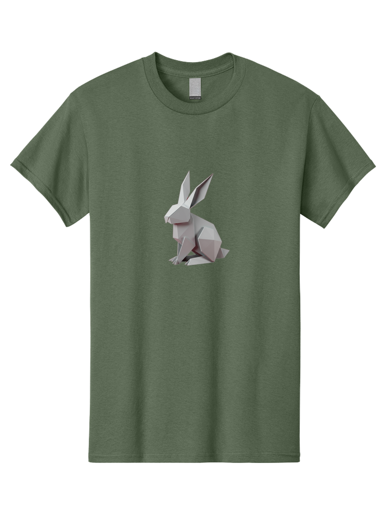 Origami-Rabbit Men'S Graphic Tee, 100% Cotton, Comfortable Casual Summer Wear, Machine Washable, Origami Rabbit, Geometric Art, Paper Folding, 3D Model, Minimalist Design, Rabbit Sculpture, Modern Art, Creative Craft Bab057