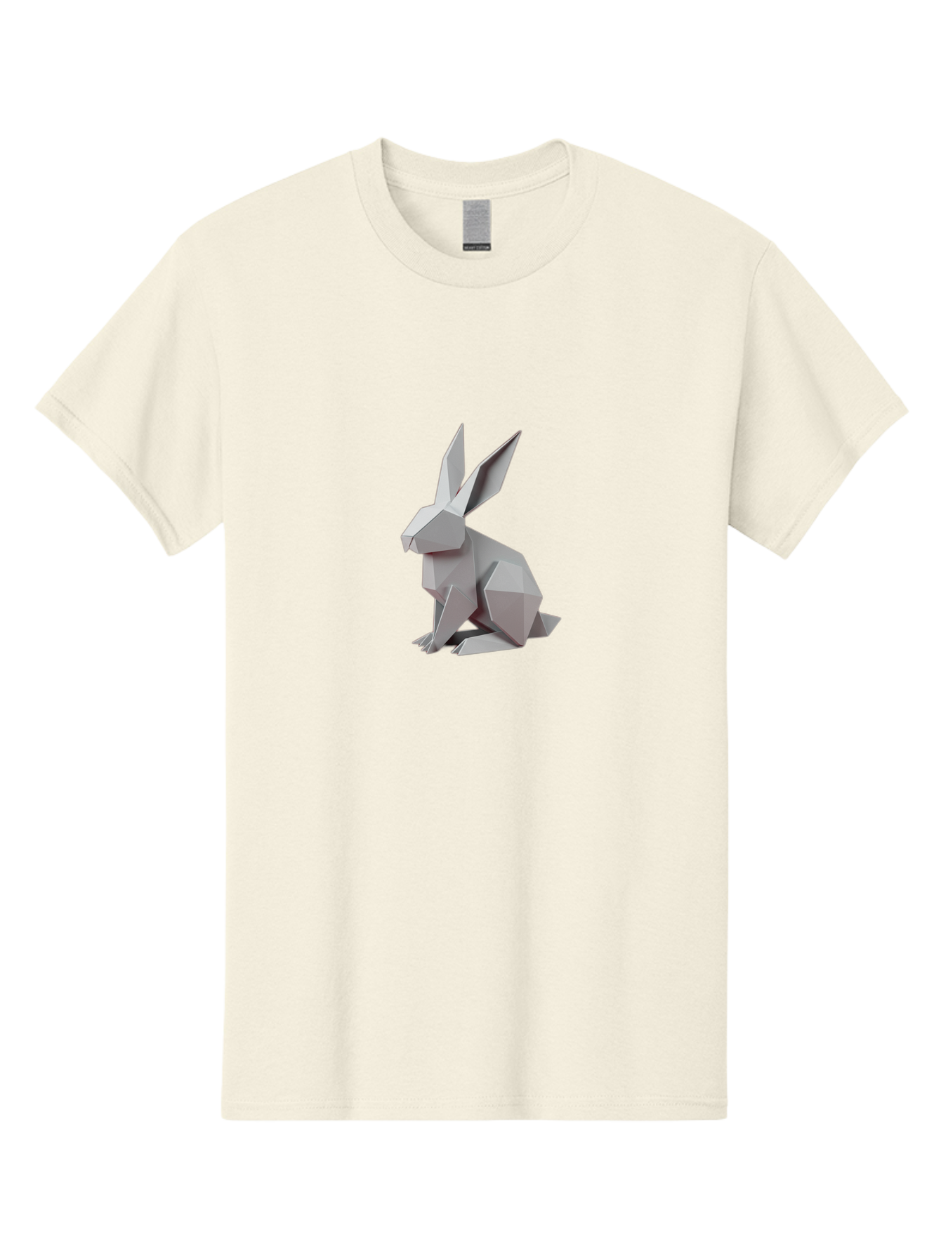 Origami-Rabbit Men'S Graphic Tee, 100% Cotton, Comfortable Casual Summer Wear, Machine Washable, Origami Rabbit, Geometric Art, Paper Folding, 3D Model, Minimalist Design, Rabbit Sculpture, Modern Art, Creative Craft Bab057
