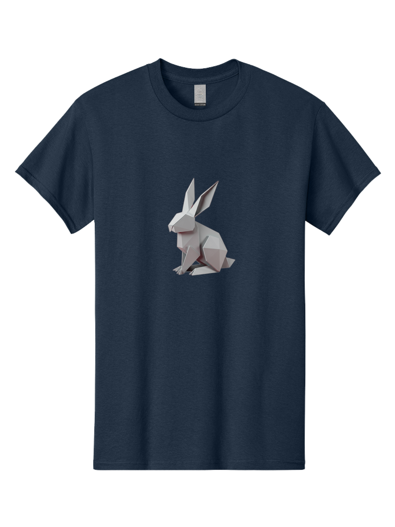 Origami-Rabbit Men'S Graphic Tee, 100% Cotton, Comfortable Casual Summer Wear, Machine Washable, Origami Rabbit, Geometric Art, Paper Folding, 3D Model, Minimalist Design, Rabbit Sculpture, Modern Art, Creative Craft Bab057