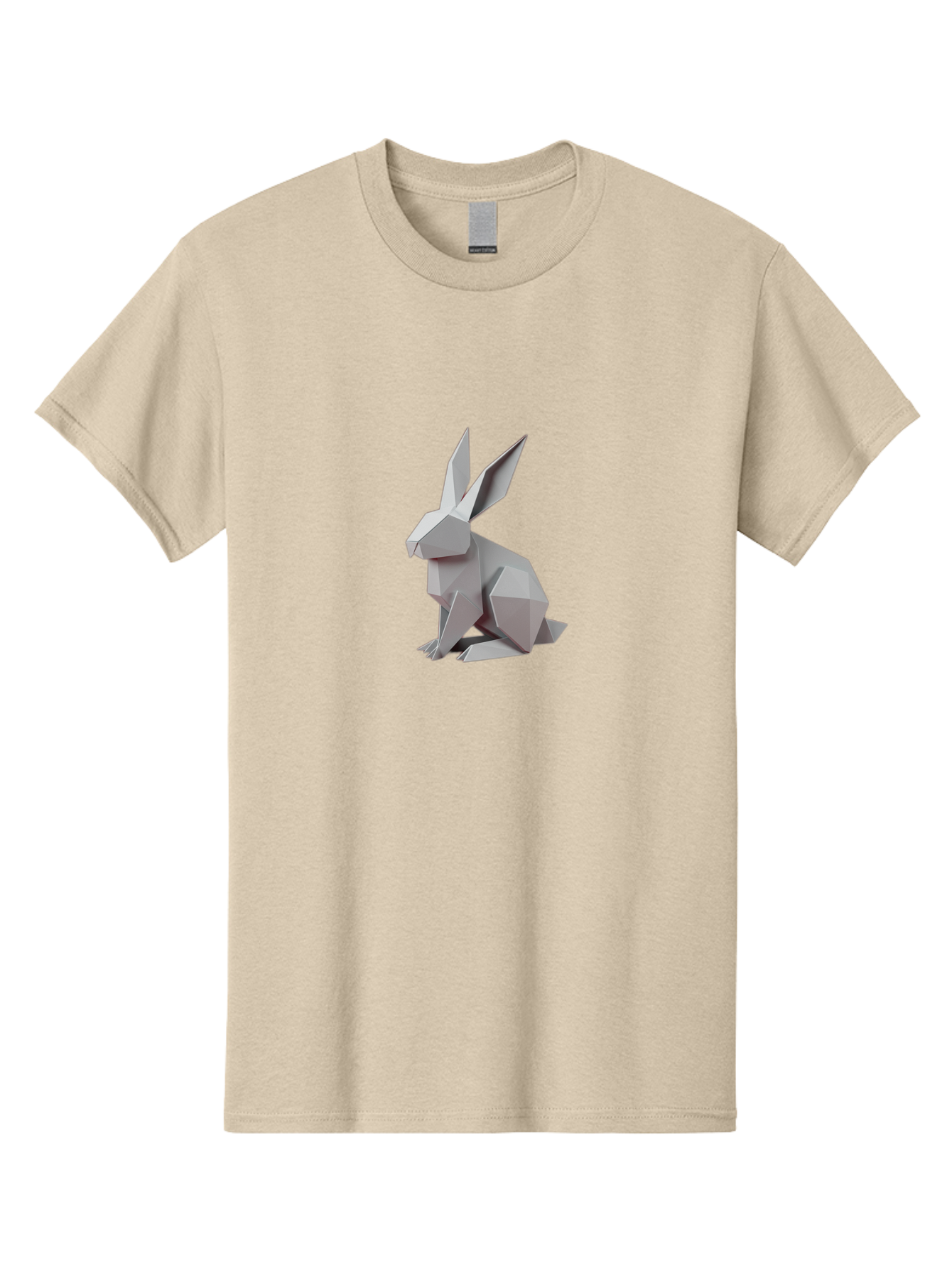 Origami-Rabbit Men'S Graphic Tee, 100% Cotton, Comfortable Casual Summer Wear, Machine Washable, Origami Rabbit, Geometric Art, Paper Folding, 3D Model, Minimalist Design, Rabbit Sculpture, Modern Art, Creative Craft Bab057