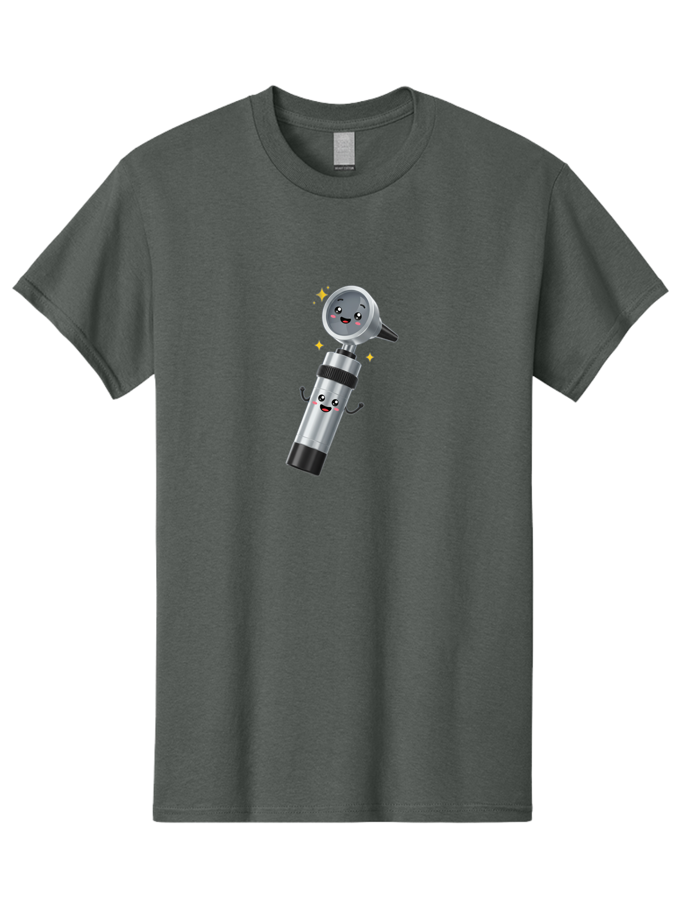 Otoscope-Character Men'S Graphic Tee, 100% Cotton, Comfortable Casual Summer Wear, Machine Washable, Otoscope With Smiling Face, Cartoon Character, Medical Tool, Health Care, Ear Examination, Happy Face, Sparkles, Medical Equipment Bab058