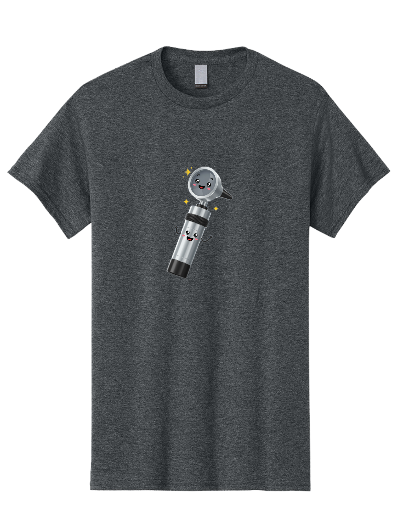 Otoscope-Character Men'S Graphic Tee, 100% Cotton, Comfortable Casual Summer Wear, Machine Washable, Otoscope With Smiling Face, Cartoon Character, Medical Tool, Health Care, Ear Examination, Happy Face, Sparkles, Medical Equipment Bab058