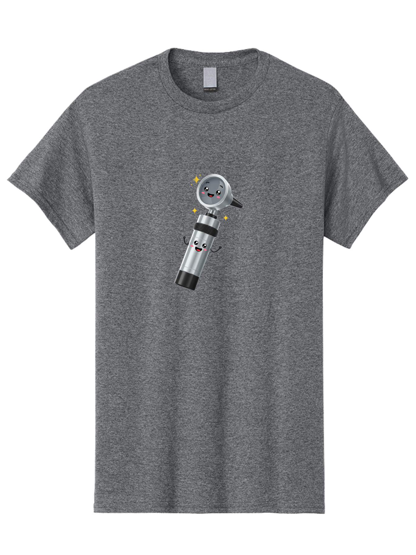 Otoscope-Character Men'S Graphic Tee, 100% Cotton, Comfortable Casual Summer Wear, Machine Washable, Otoscope With Smiling Face, Cartoon Character, Medical Tool, Health Care, Ear Examination, Happy Face, Sparkles, Medical Equipment Bab058