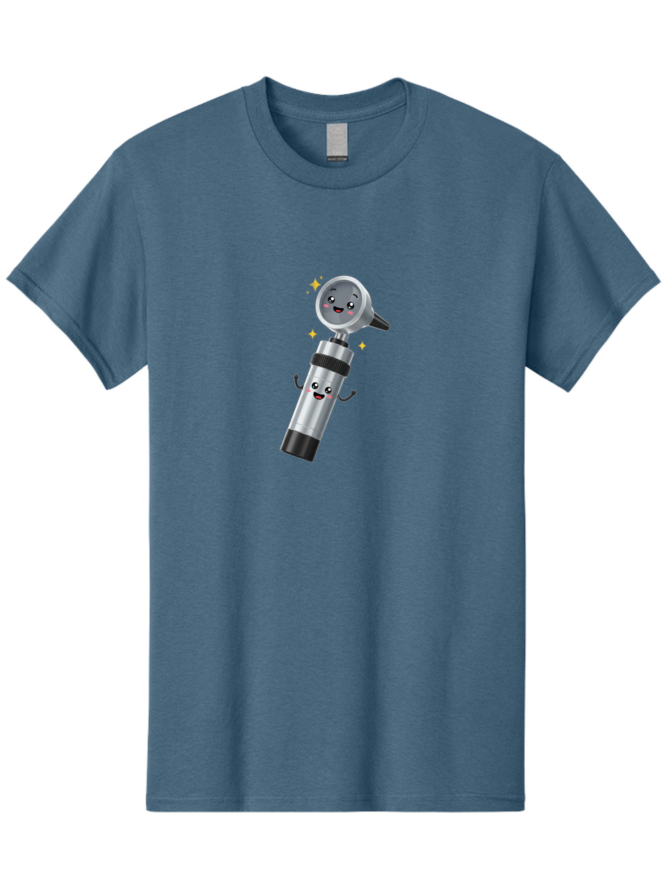 Otoscope-Character Men'S Graphic Tee, 100% Cotton, Comfortable Casual Summer Wear, Machine Washable, Otoscope With Smiling Face, Cartoon Character, Medical Tool, Health Care, Ear Examination, Happy Face, Sparkles, Medical Equipment Bab058