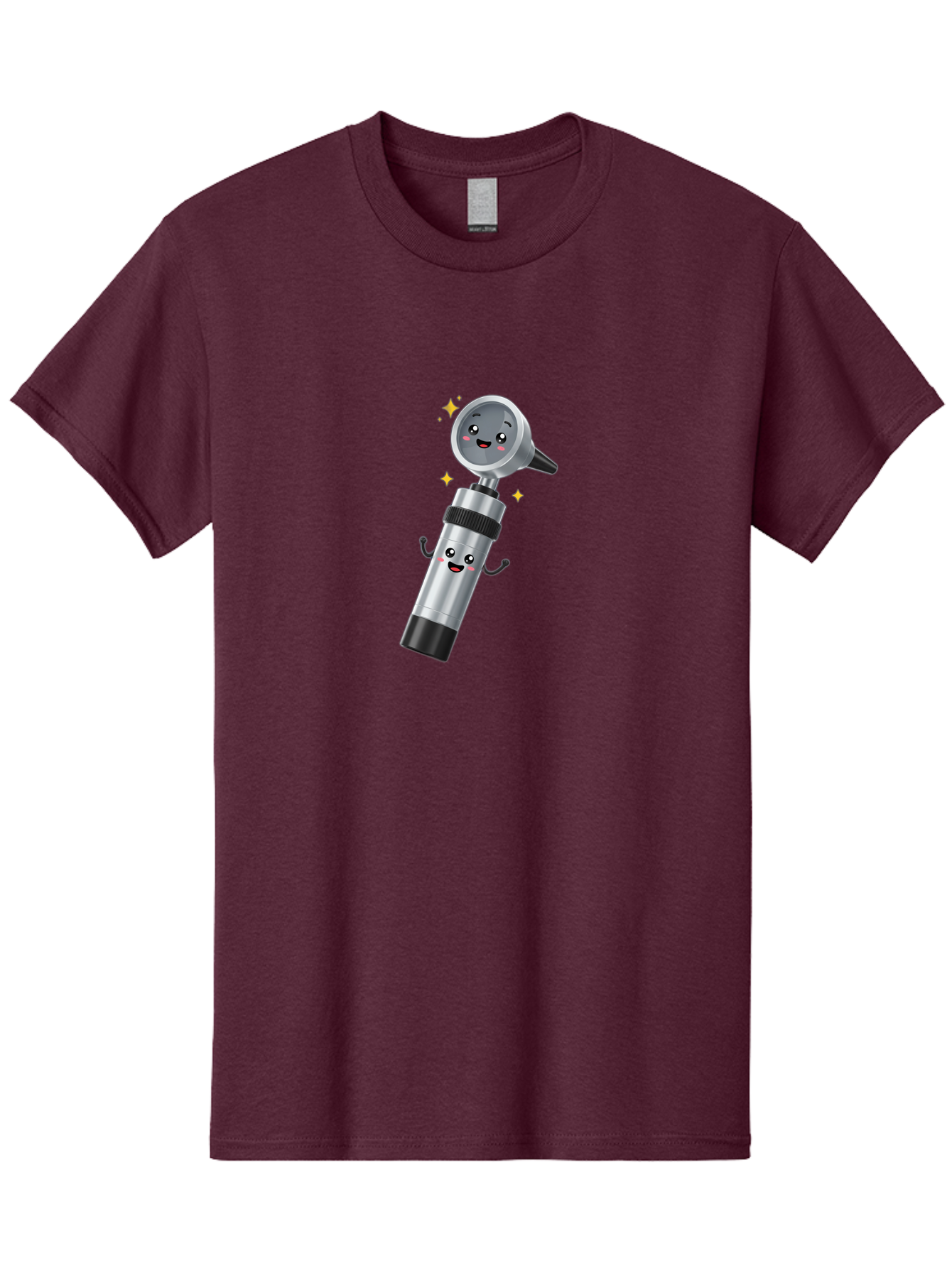 Otoscope-Character Men'S Graphic Tee, 100% Cotton, Comfortable Casual Summer Wear, Machine Washable, Otoscope With Smiling Face, Cartoon Character, Medical Tool, Health Care, Ear Examination, Happy Face, Sparkles, Medical Equipment Bab058