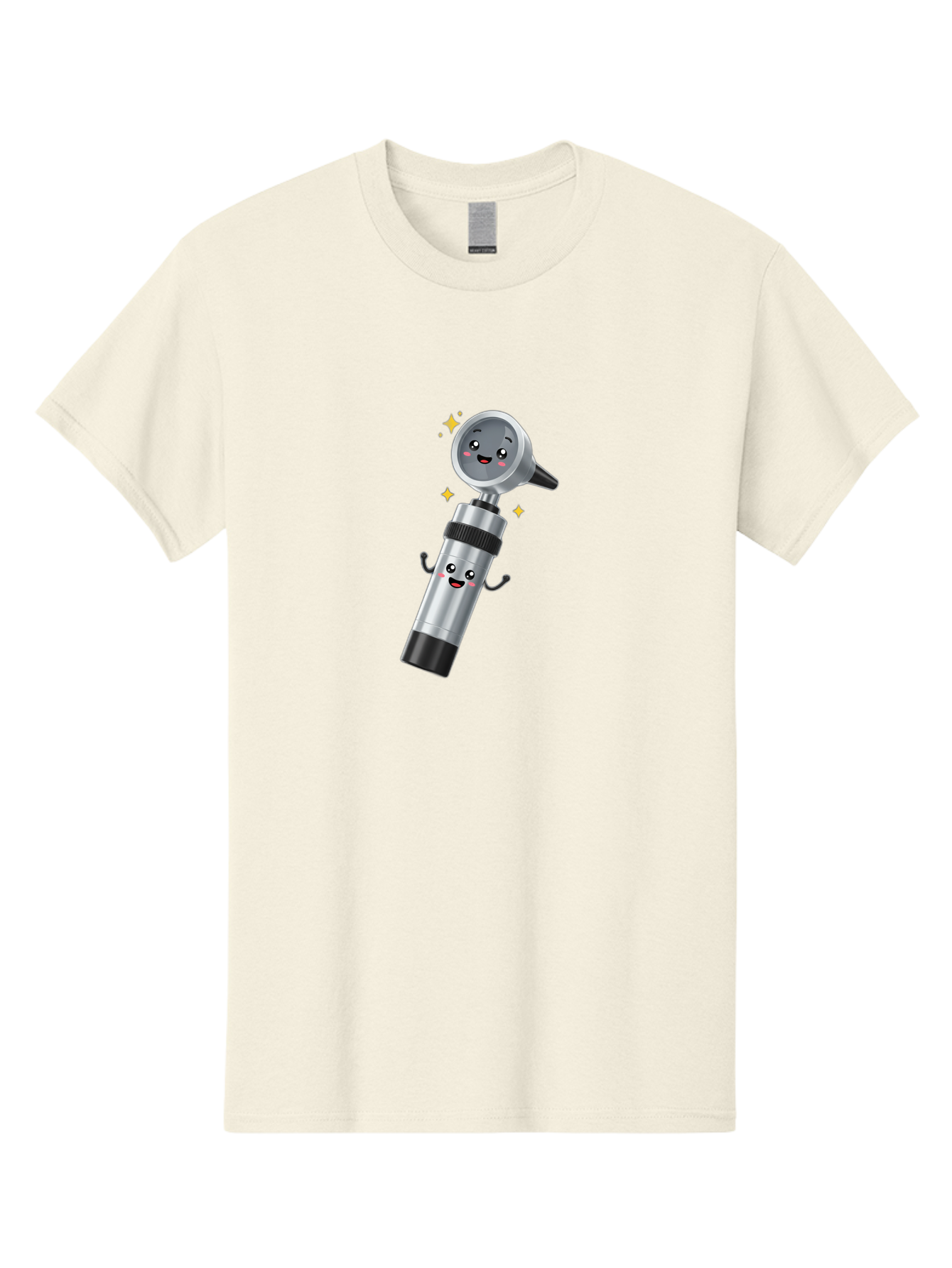 Otoscope-Character Men'S Graphic Tee, 100% Cotton, Comfortable Casual Summer Wear, Machine Washable, Otoscope With Smiling Face, Cartoon Character, Medical Tool, Health Care, Ear Examination, Happy Face, Sparkles, Medical Equipment Bab058