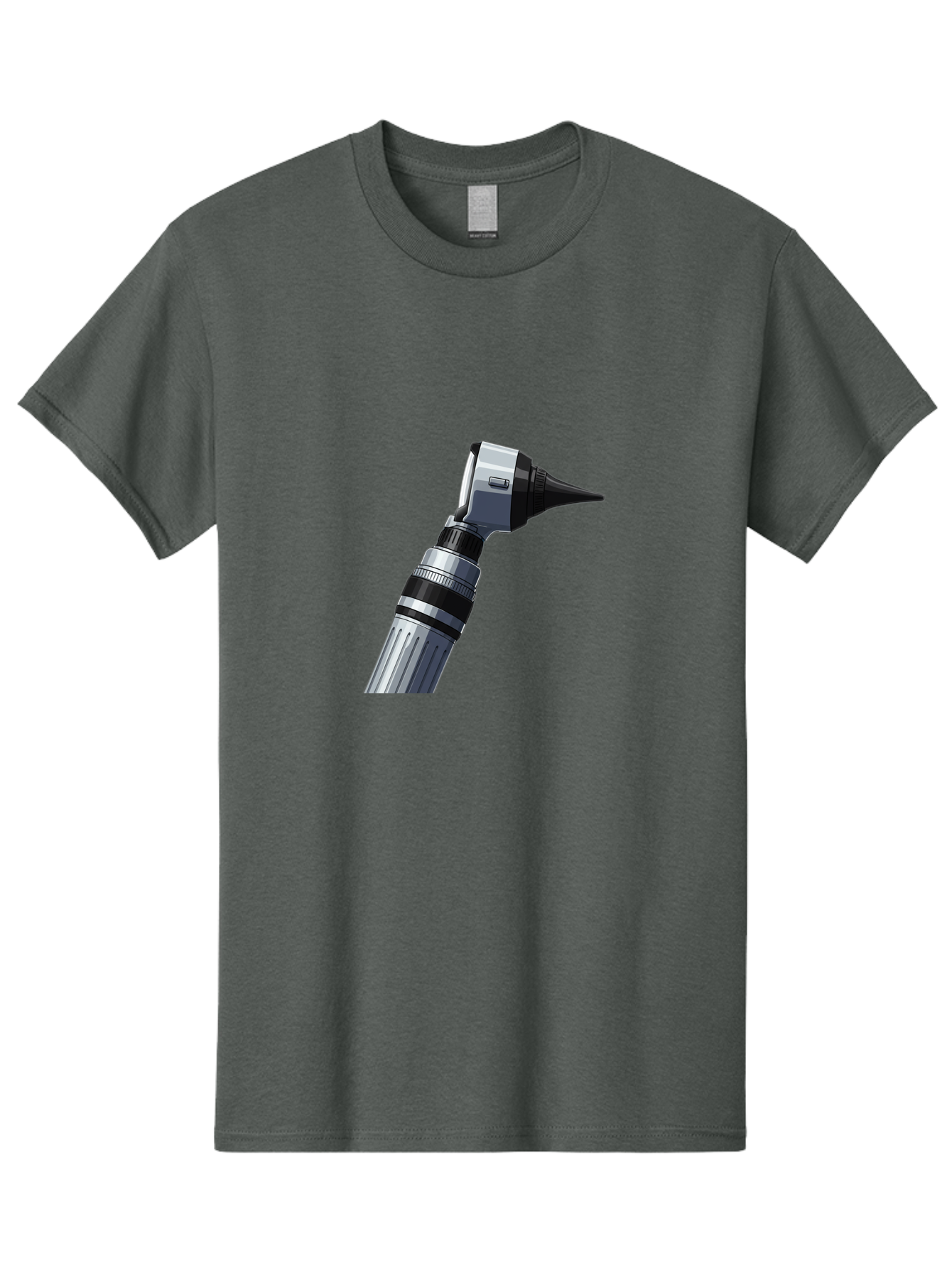 Otoscope Men'S Graphic Tee, 100% Cotton, Comfortable Casual Summer Wear, Machine Washable, Otoscope For Ear Examination, Medical Device, Healthcare Equipment, Doctor'S Tool, Silver And Black Design, Ear Inspection Bab059