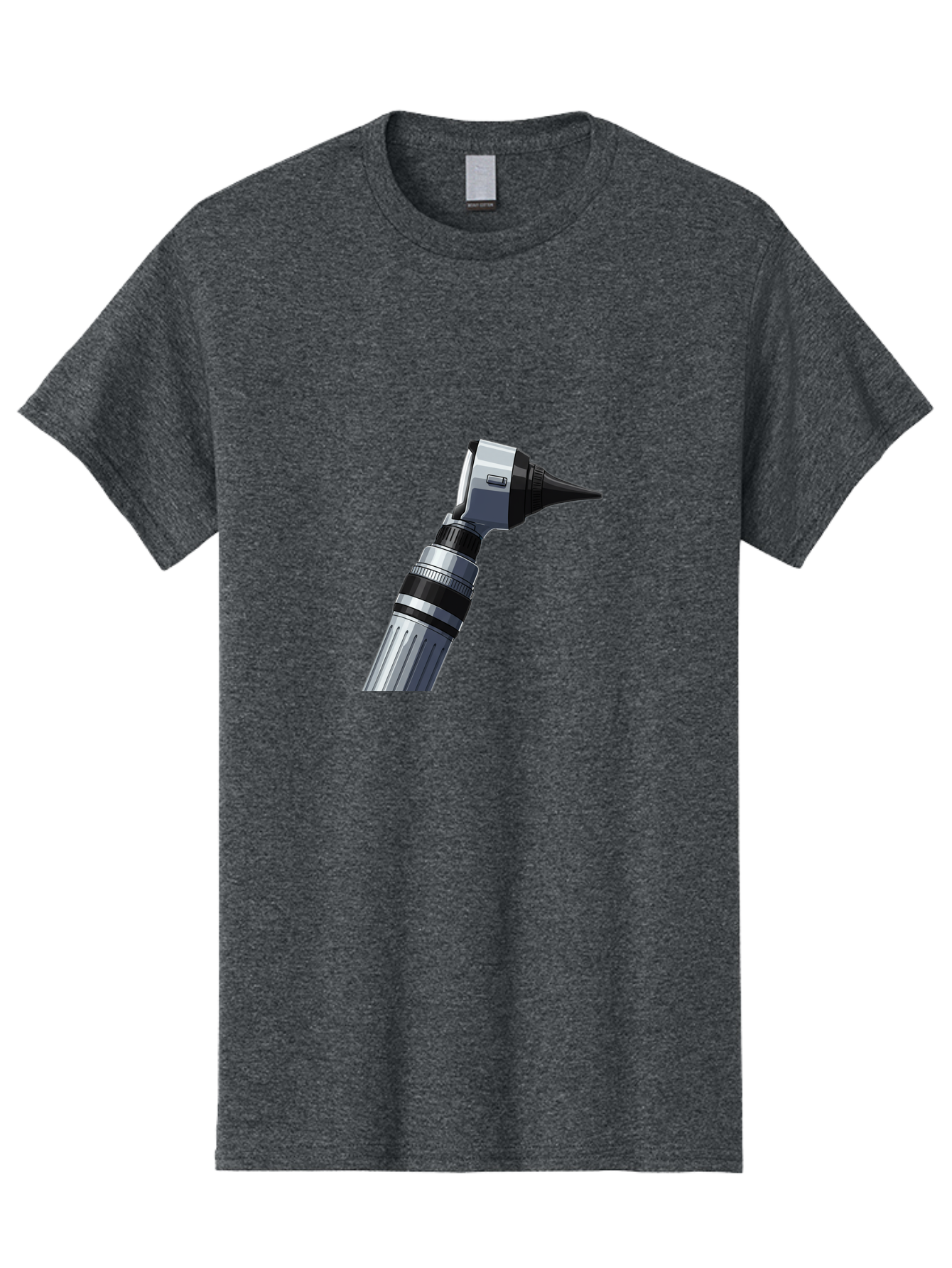 Otoscope Men'S Graphic Tee, 100% Cotton, Comfortable Casual Summer Wear, Machine Washable, Otoscope For Ear Examination, Medical Device, Healthcare Equipment, Doctor'S Tool, Silver And Black Design, Ear Inspection Bab059