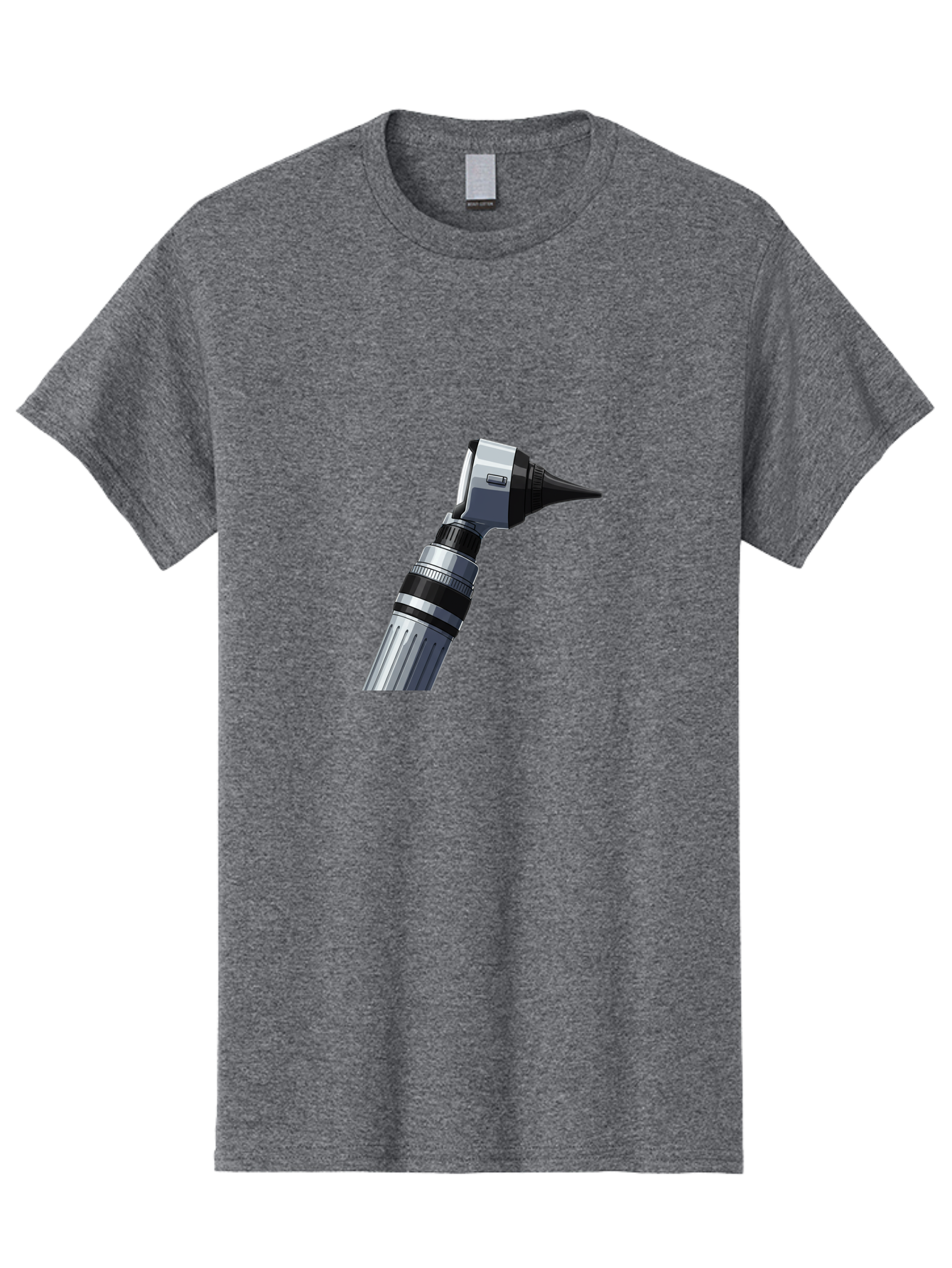 Otoscope Men'S Graphic Tee, 100% Cotton, Comfortable Casual Summer Wear, Machine Washable, Otoscope For Ear Examination, Medical Device, Healthcare Equipment, Doctor'S Tool, Silver And Black Design, Ear Inspection Bab059
