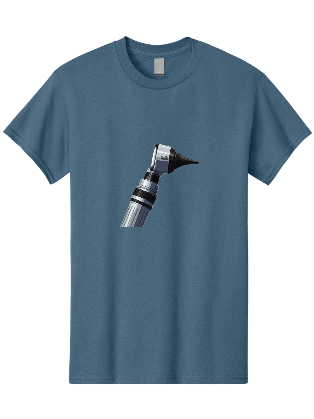 Otoscope Men'S Graphic Tee, 100% Cotton, Comfortable Casual Summer Wear, Machine Washable, Otoscope For Ear Examination, Medical Device, Healthcare Equipment, Doctor'S Tool, Silver And Black Design, Ear Inspection Bab059