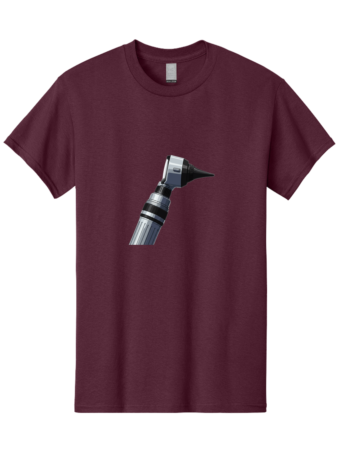 Otoscope Men'S Graphic Tee, 100% Cotton, Comfortable Casual Summer Wear, Machine Washable, Otoscope For Ear Examination, Medical Device, Healthcare Equipment, Doctor'S Tool, Silver And Black Design, Ear Inspection Bab059