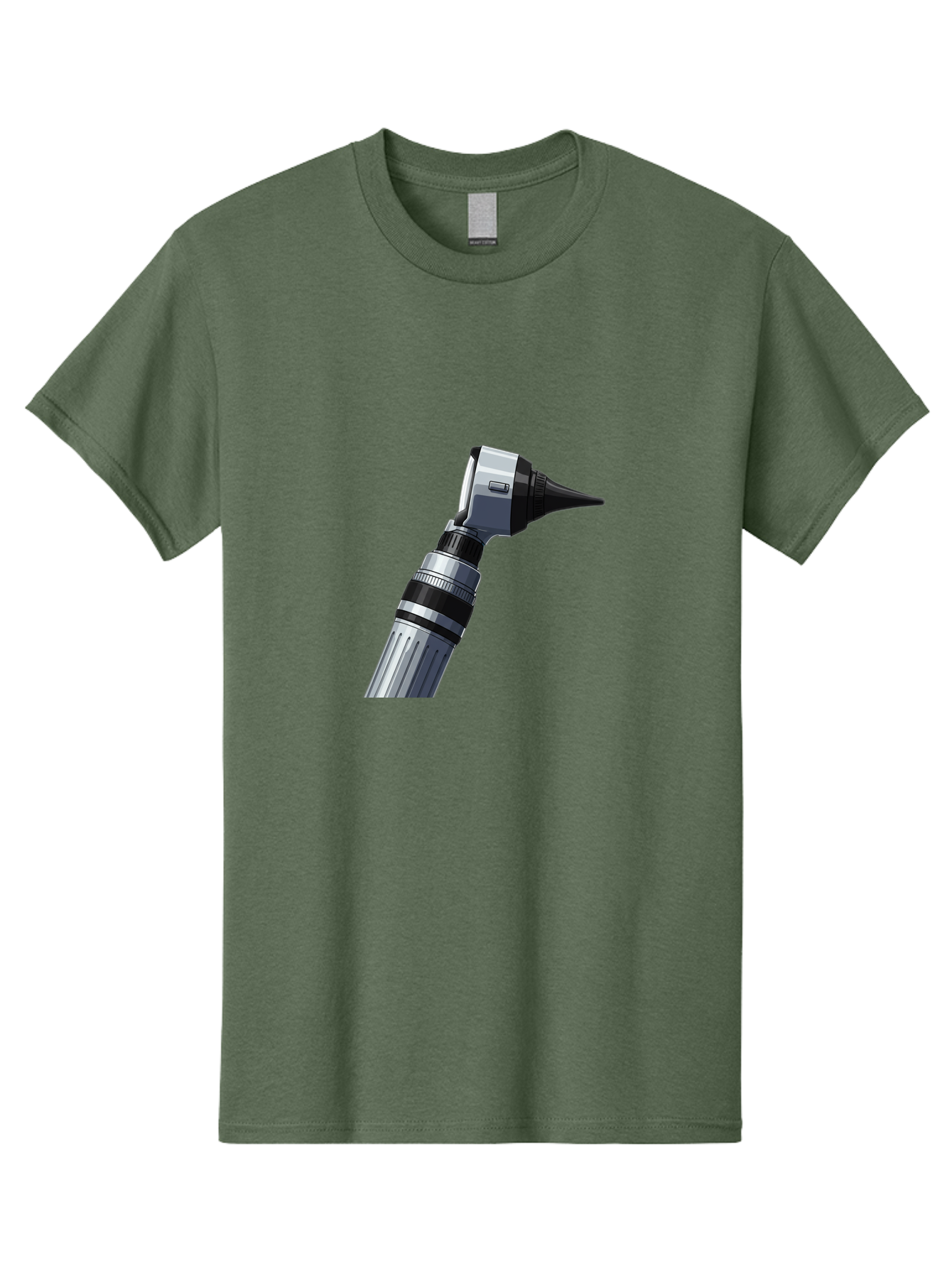 Otoscope Men'S Graphic Tee, 100% Cotton, Comfortable Casual Summer Wear, Machine Washable, Otoscope For Ear Examination, Medical Device, Healthcare Equipment, Doctor'S Tool, Silver And Black Design, Ear Inspection Bab059
