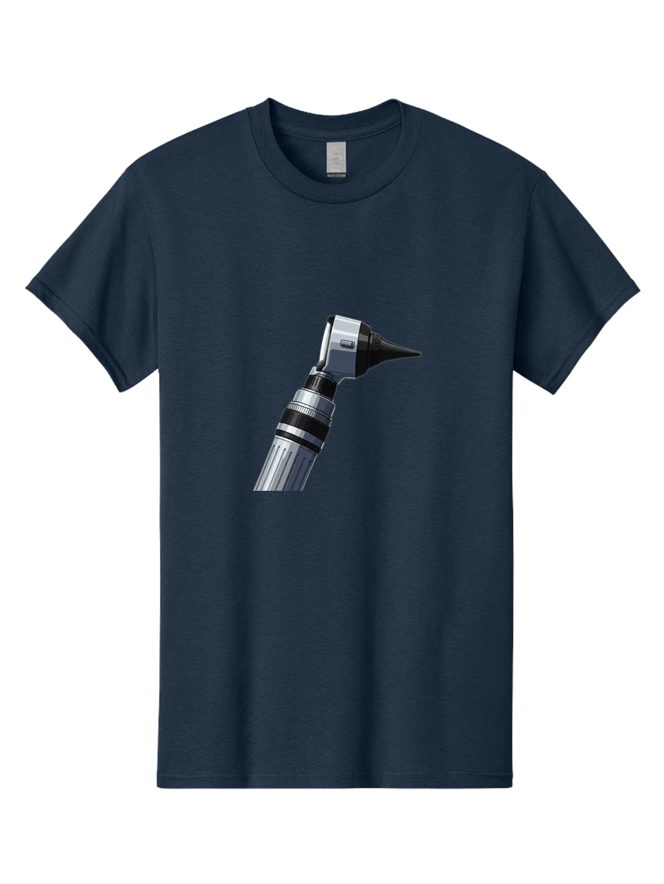 Otoscope Men'S Graphic Tee, 100% Cotton, Comfortable Casual Summer Wear, Machine Washable, Otoscope For Ear Examination, Medical Device, Healthcare Equipment, Doctor'S Tool, Silver And Black Design, Ear Inspection Bab059