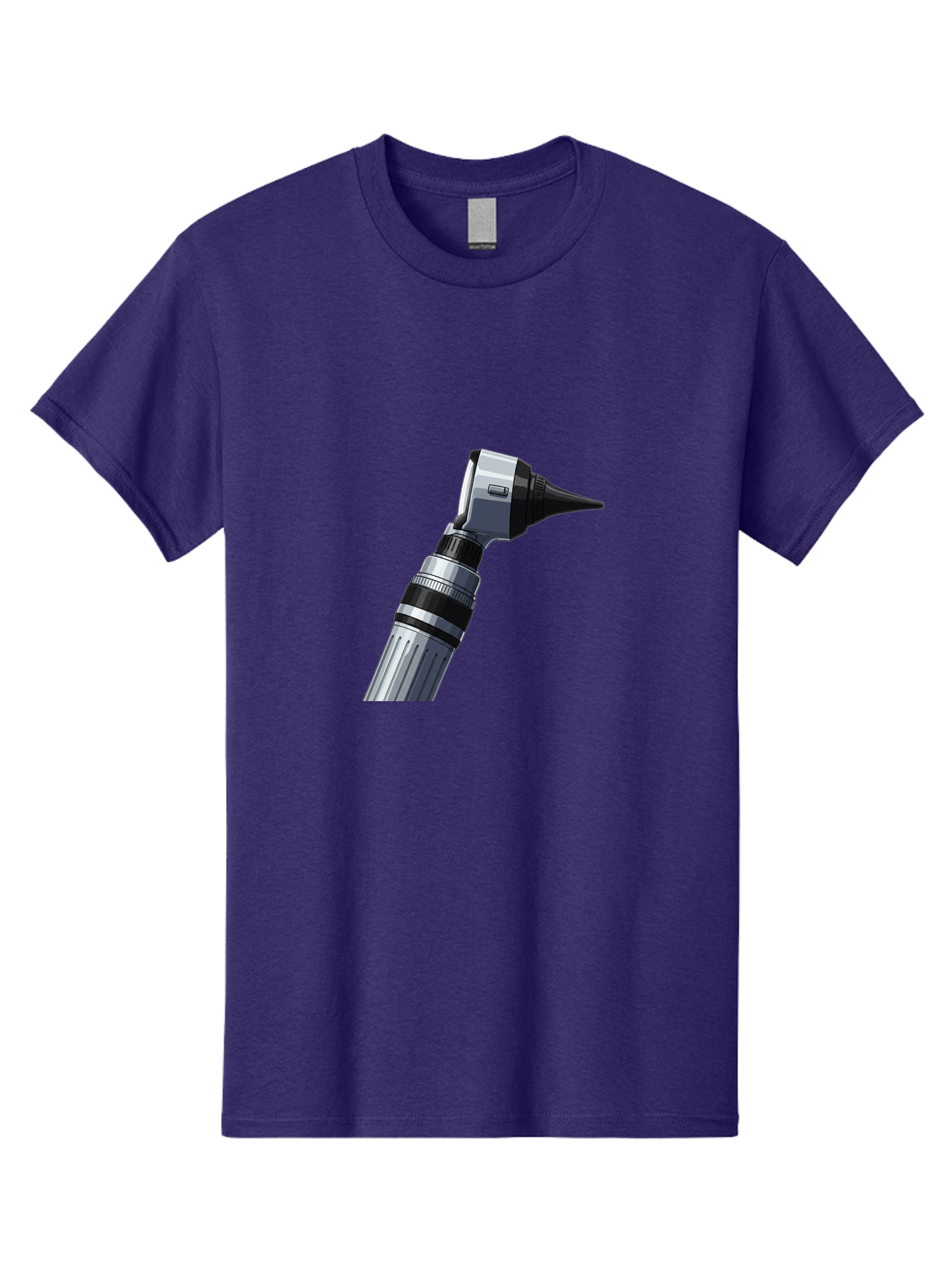 Otoscope Men'S Graphic Tee, 100% Cotton, Comfortable Casual Summer Wear, Machine Washable, Otoscope For Ear Examination, Medical Device, Healthcare Equipment, Doctor'S Tool, Silver And Black Design, Ear Inspection Bab059