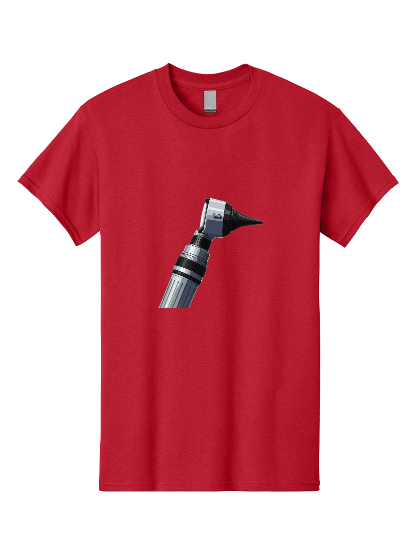 Otoscope Men'S Graphic Tee, 100% Cotton, Comfortable Casual Summer Wear, Machine Washable, Otoscope For Ear Examination, Medical Device, Healthcare Equipment, Doctor'S Tool, Silver And Black Design, Ear Inspection Bab059