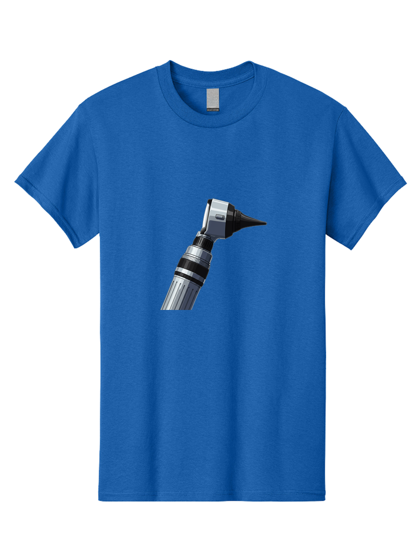 Otoscope Men'S Graphic Tee, 100% Cotton, Comfortable Casual Summer Wear, Machine Washable, Otoscope For Ear Examination, Medical Device, Healthcare Equipment, Doctor'S Tool, Silver And Black Design, Ear Inspection Bab059