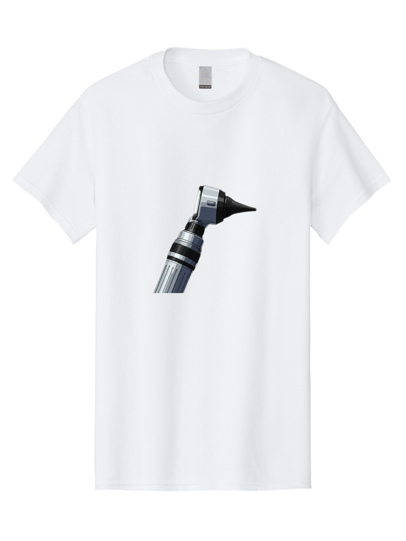 Otoscope Men'S Graphic Tee, 100% Cotton, Comfortable Casual Summer Wear, Machine Washable, Otoscope For Ear Examination, Medical Device, Healthcare Equipment, Doctor'S Tool, Silver And Black Design, Ear Inspection Bab059