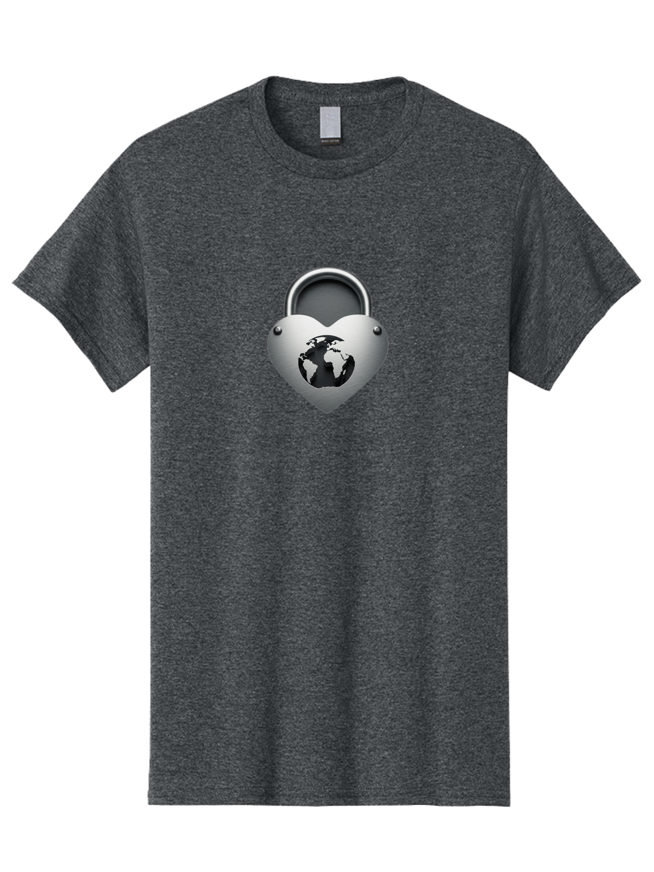 Padlock-Heart Men'S Graphic Tee, 100% Cotton, Comfortable Casual Summer Wear, Machine Washable, Heart Shaped Padlock, Global Protection, Security Symbol, Love For The Planet, World Unity, Secure Future, Global Safety, Heart Icon Bab060