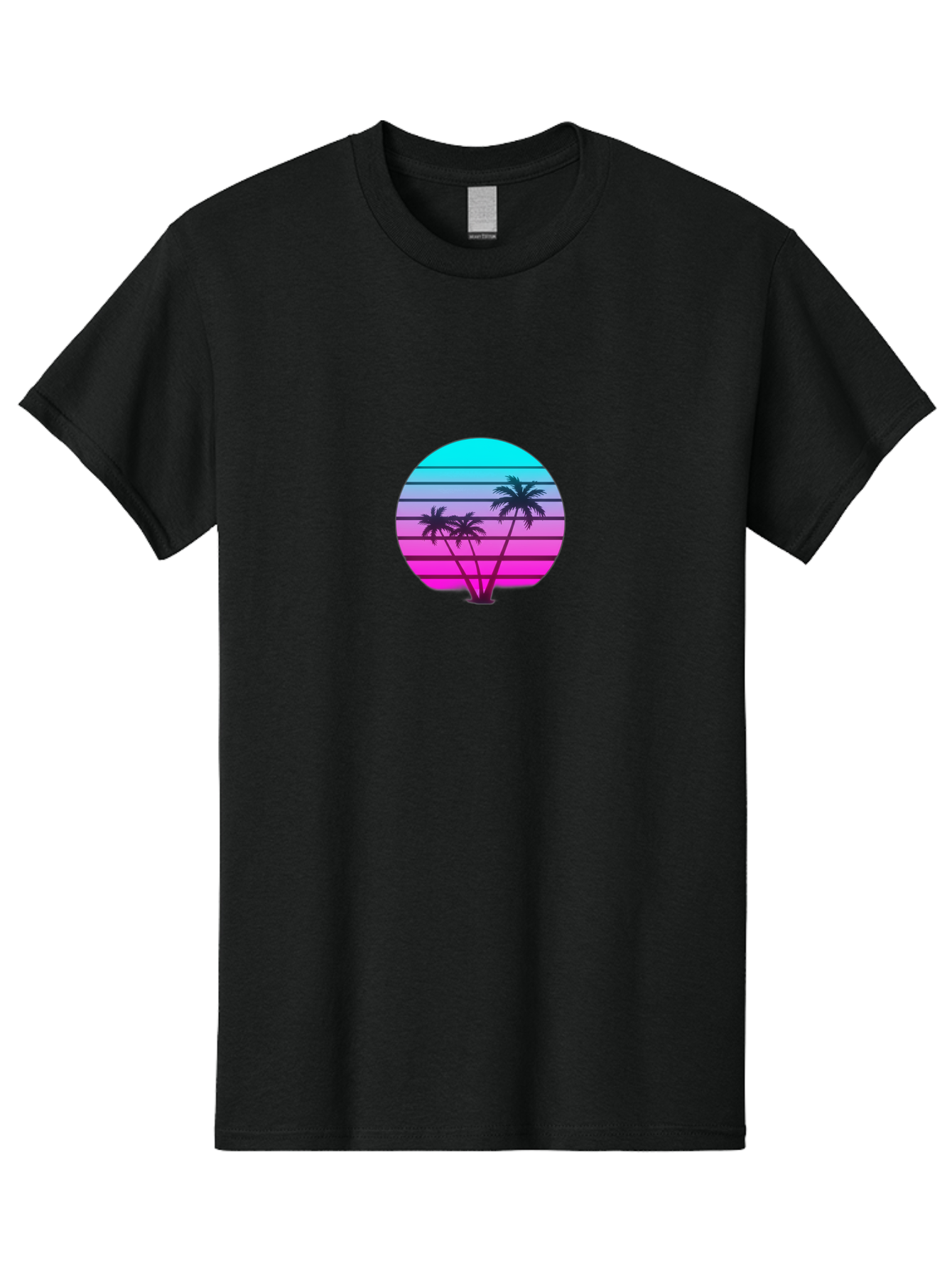 Palm-Trees Men'S Graphic Tee, 100% Cotton, Comfortable Casual Summer Wear, Machine Washable, Retro Futurism, Synthwave Aesthetic, Pastel Colors, Palm Trees, Gradient Effect, Vaporwave Style, 80S Vibe, Futuristic Landscape, Tropical Scene, Bab065