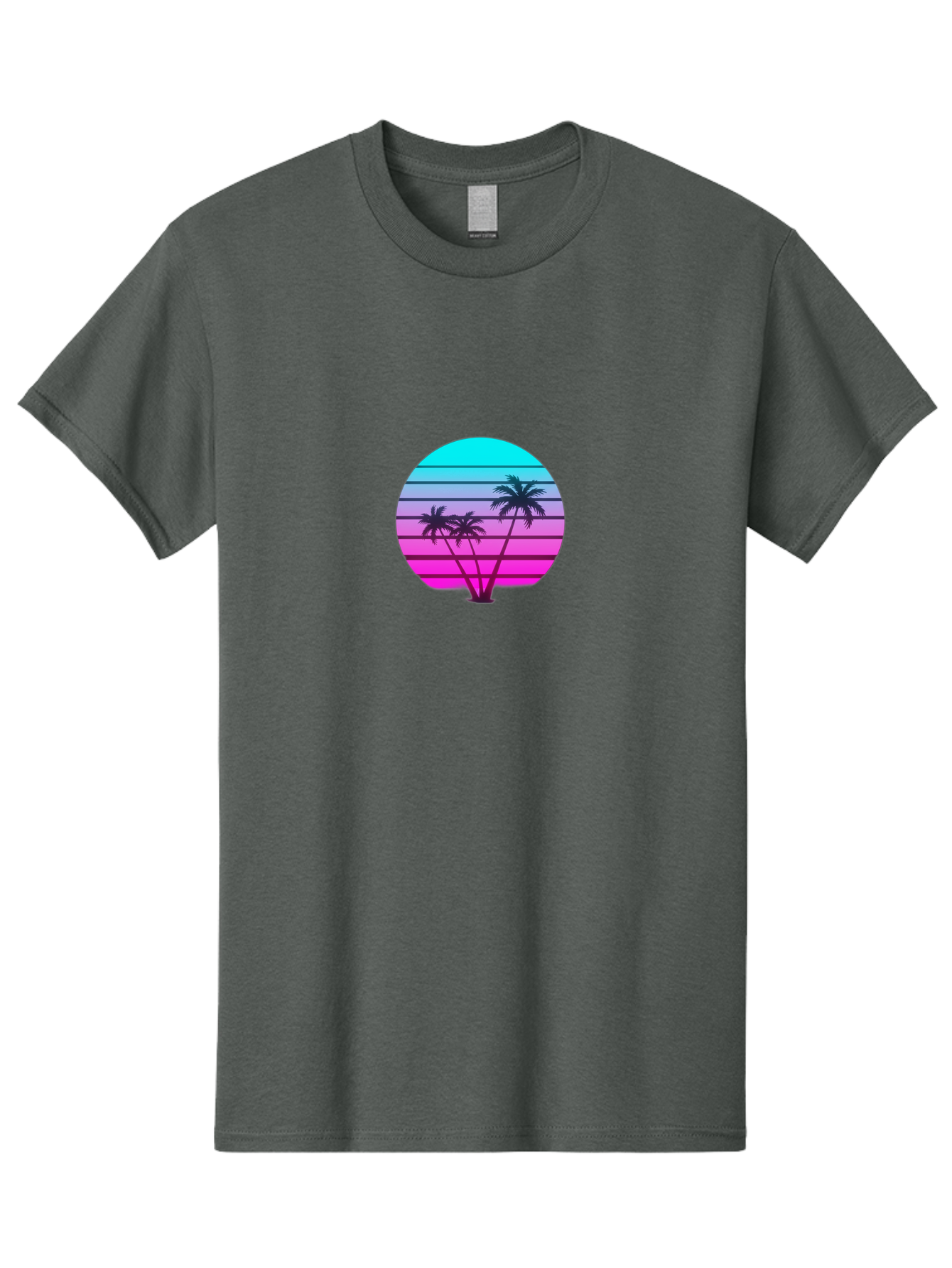 Palm-Trees Men'S Graphic Tee, 100% Cotton, Comfortable Casual Summer Wear, Machine Washable, Retro Futurism, Synthwave Aesthetic, Pastel Colors, Palm Trees, Gradient Effect, Vaporwave Style, 80S Vibe, Futuristic Landscape, Tropical Scene, Bab065