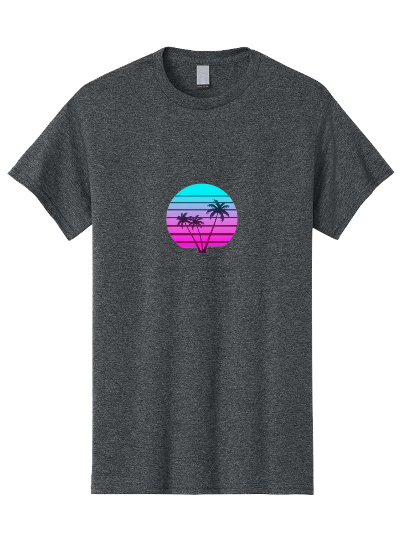 Palm-Trees Men'S Graphic Tee, 100% Cotton, Comfortable Casual Summer Wear, Machine Washable, Retro Futurism, Synthwave Aesthetic, Pastel Colors, Palm Trees, Gradient Effect, Vaporwave Style, 80S Vibe, Futuristic Landscape, Tropical Scene, Bab065