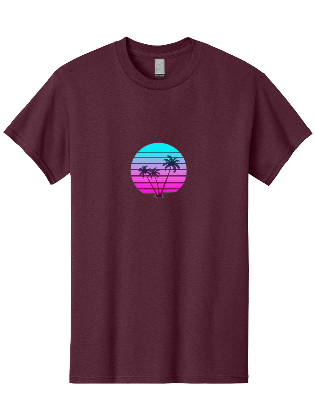 Palm-Trees Men'S Graphic Tee, 100% Cotton, Comfortable Casual Summer Wear, Machine Washable, Retro Futurism, Synthwave Aesthetic, Pastel Colors, Palm Trees, Gradient Effect, Vaporwave Style, 80S Vibe, Futuristic Landscape, Tropical Scene, Bab065