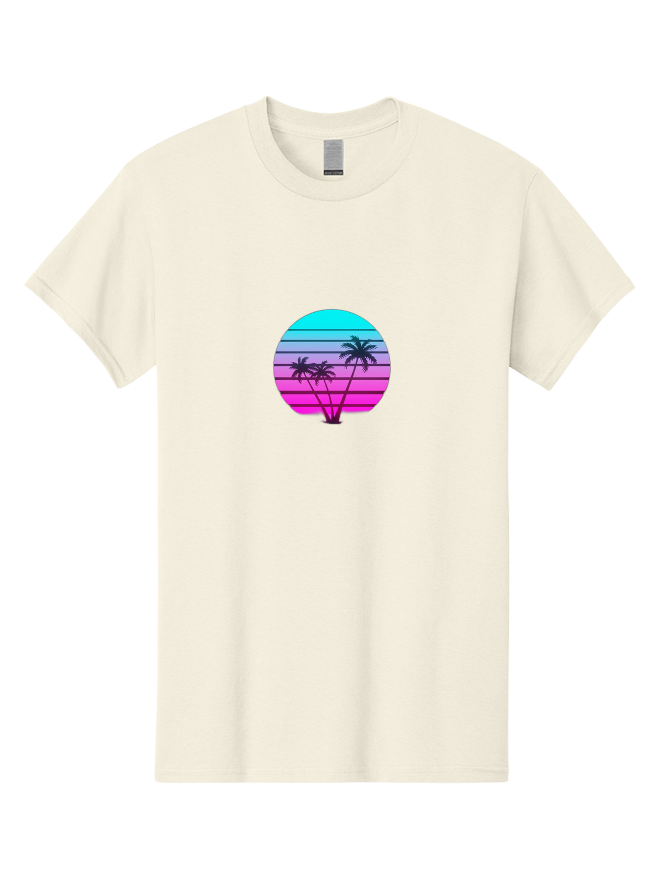 Palm-Trees Men'S Graphic Tee, 100% Cotton, Comfortable Casual Summer Wear, Machine Washable, Retro Futurism, Synthwave Aesthetic, Pastel Colors, Palm Trees, Gradient Effect, Vaporwave Style, 80S Vibe, Futuristic Landscape, Tropical Scene, Bab065
