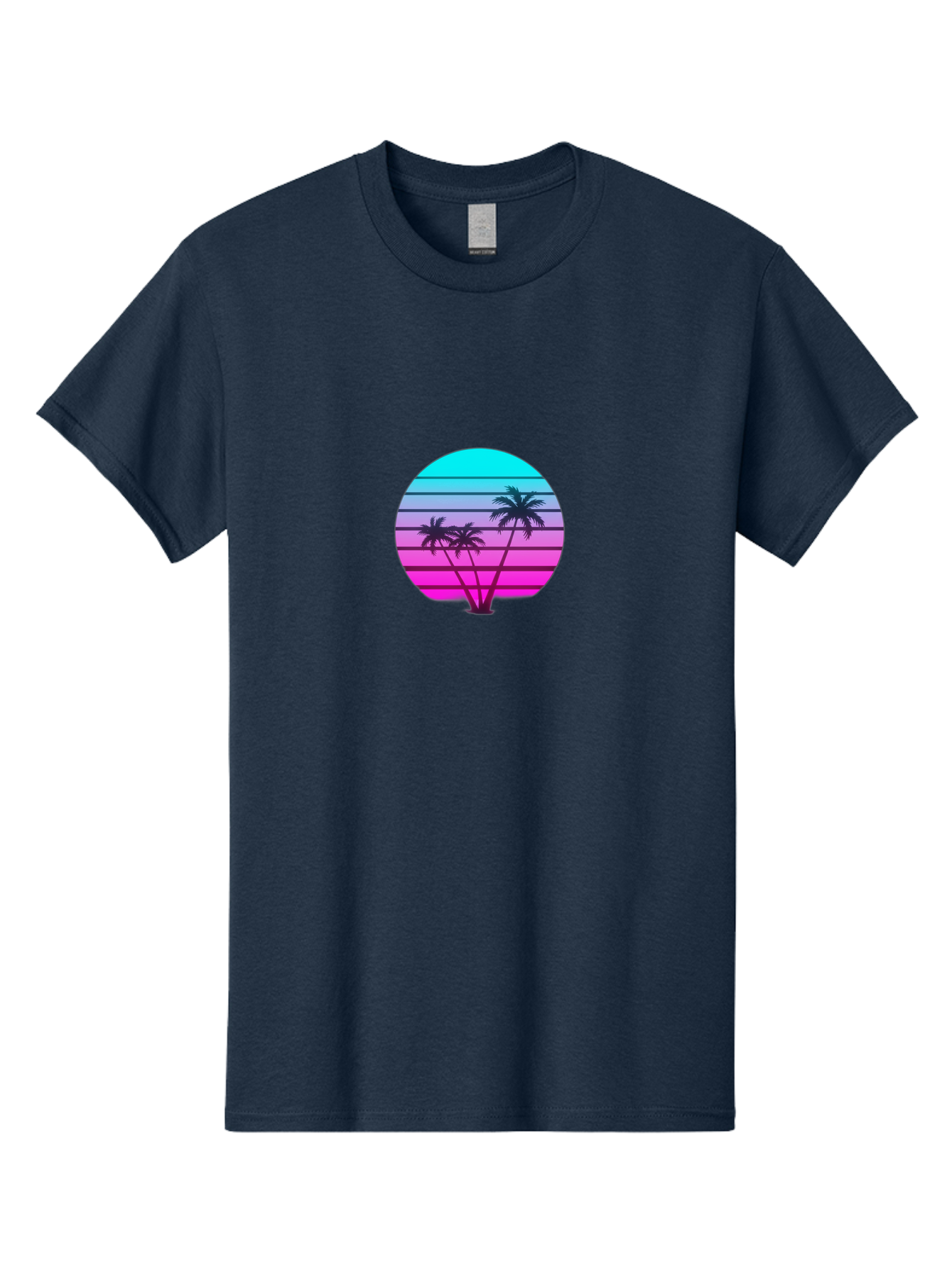 Palm-Trees Men'S Graphic Tee, 100% Cotton, Comfortable Casual Summer Wear, Machine Washable, Retro Futurism, Synthwave Aesthetic, Pastel Colors, Palm Trees, Gradient Effect, Vaporwave Style, 80S Vibe, Futuristic Landscape, Tropical Scene, Bab065