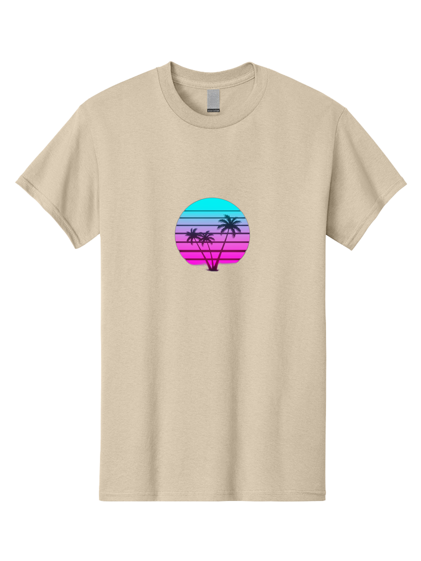Palm-Trees Men'S Graphic Tee, 100% Cotton, Comfortable Casual Summer Wear, Machine Washable, Retro Futurism, Synthwave Aesthetic, Pastel Colors, Palm Trees, Gradient Effect, Vaporwave Style, 80S Vibe, Futuristic Landscape, Tropical Scene, Bab065