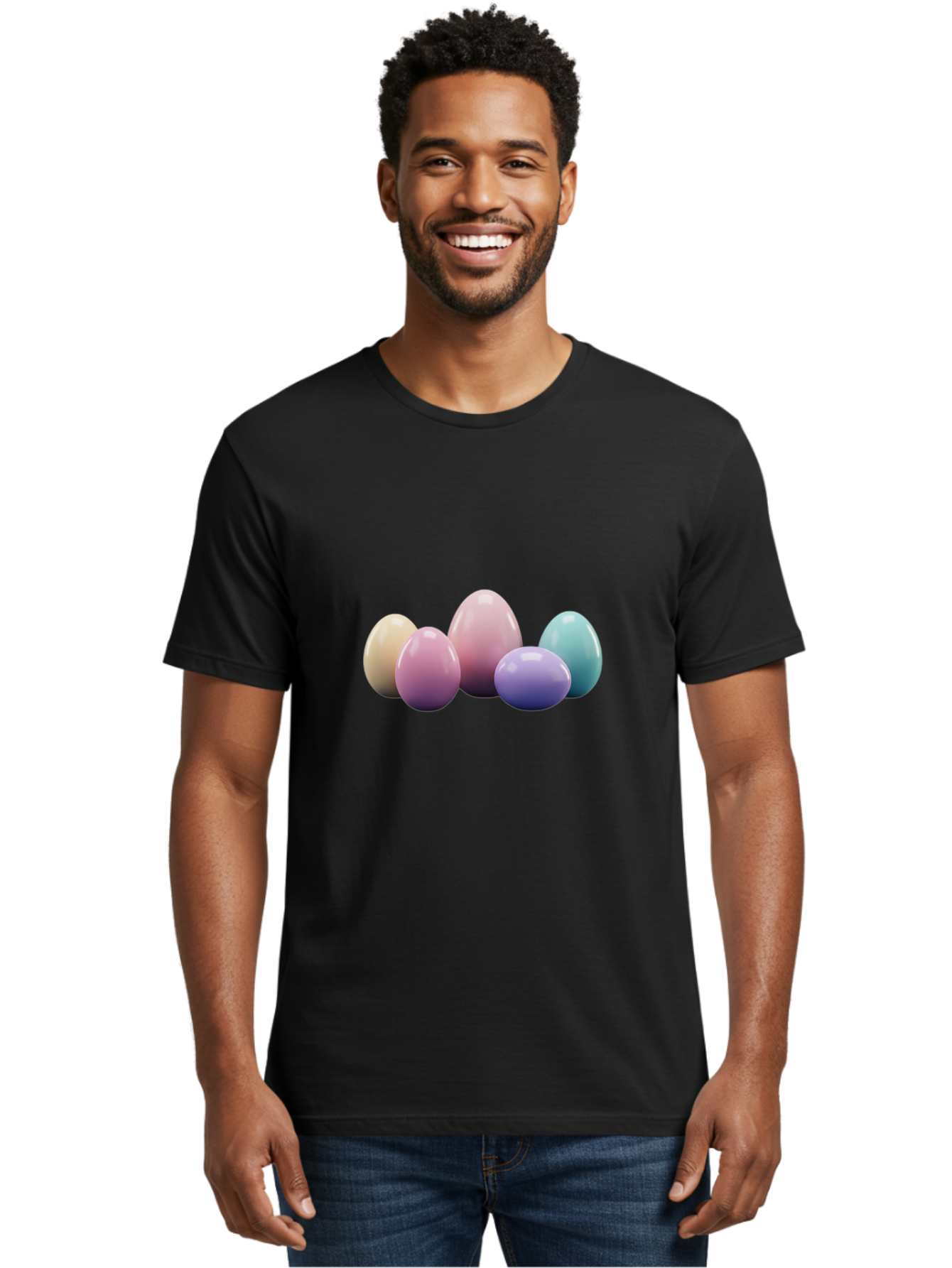 Pastel-Easter-Eggs Men'S Graphic Tee, 100% Cotton, Comfortable Casual Summer Wear, Machine Washable, Pastel Colored Eggs, Easter Eggs, Decorative Eggs, Shiny Eggs, Soft Colored Eggs, Egg Collection, Easter Decoration, Festive Eggs, Bab067