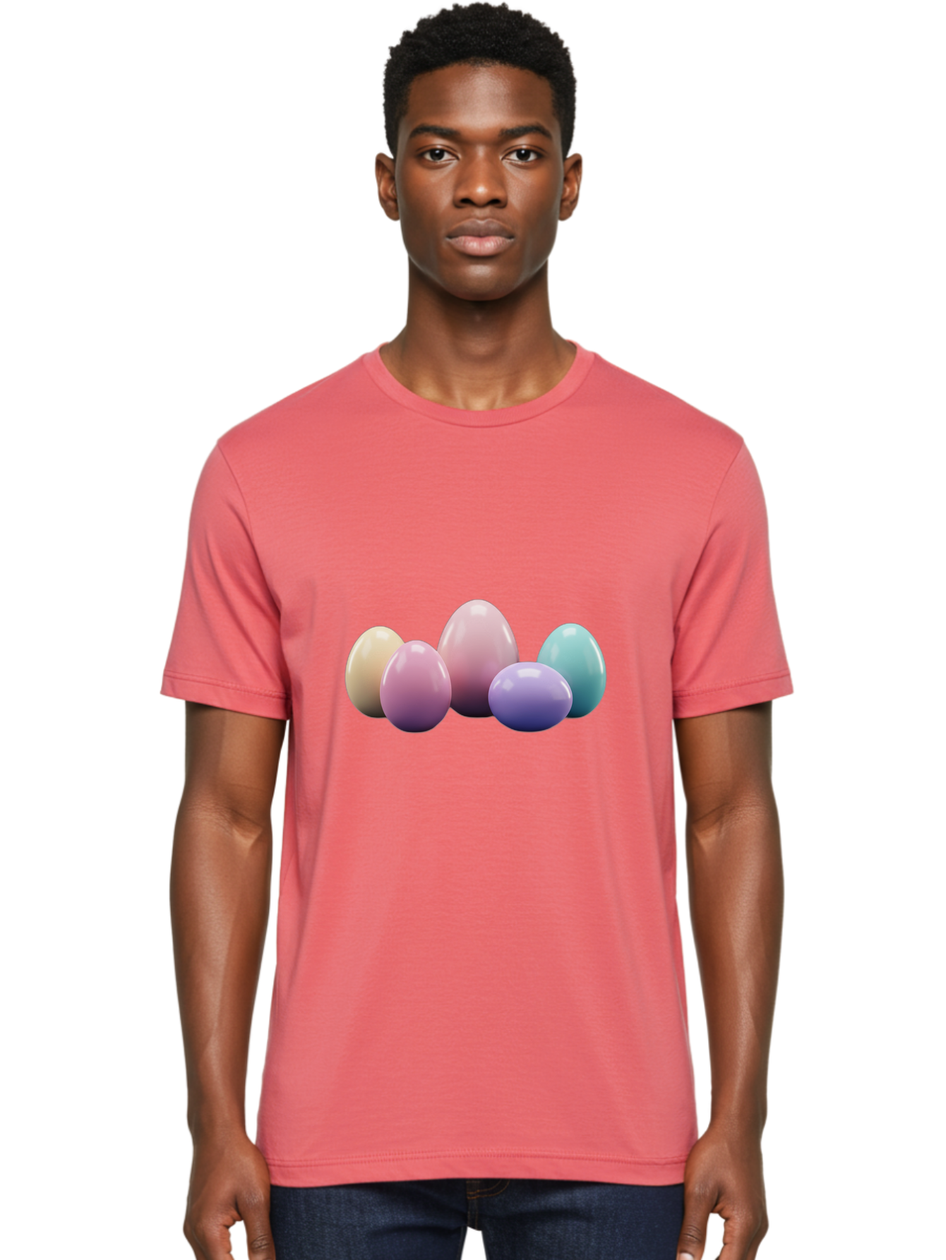 Pastel-Easter-Eggs Men'S Graphic Tee, 100% Cotton, Comfortable Casual Summer Wear, Machine Washable, Pastel Colored Eggs, Easter Eggs, Decorative Eggs, Shiny Eggs, Soft Colored Eggs, Egg Collection, Easter Decoration, Festive Eggs, Bab067
