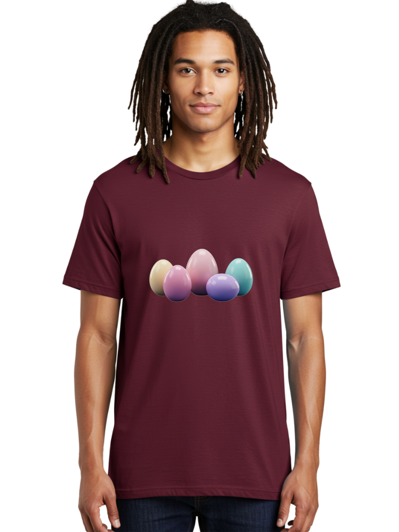 Pastel-Easter-Eggs Men'S Graphic Tee, 100% Cotton, Comfortable Casual Summer Wear, Machine Washable, Pastel Colored Eggs, Easter Eggs, Decorative Eggs, Shiny Eggs, Soft Colored Eggs, Egg Collection, Easter Decoration, Festive Eggs, Bab067