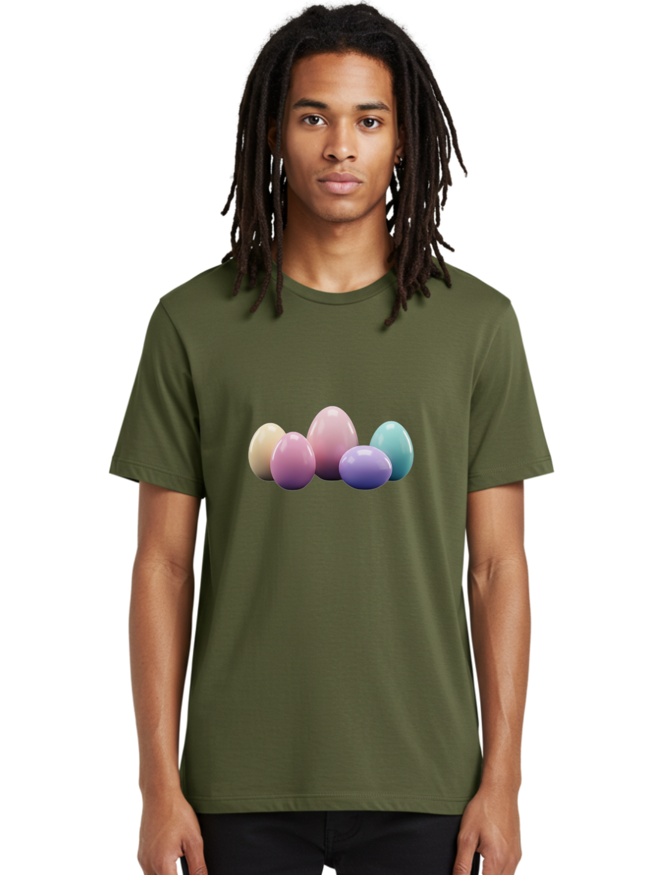Pastel-Easter-Eggs Men'S Graphic Tee, 100% Cotton, Comfortable Casual Summer Wear, Machine Washable, Pastel Colored Eggs, Easter Eggs, Decorative Eggs, Shiny Eggs, Soft Colored Eggs, Egg Collection, Easter Decoration, Festive Eggs, Bab067