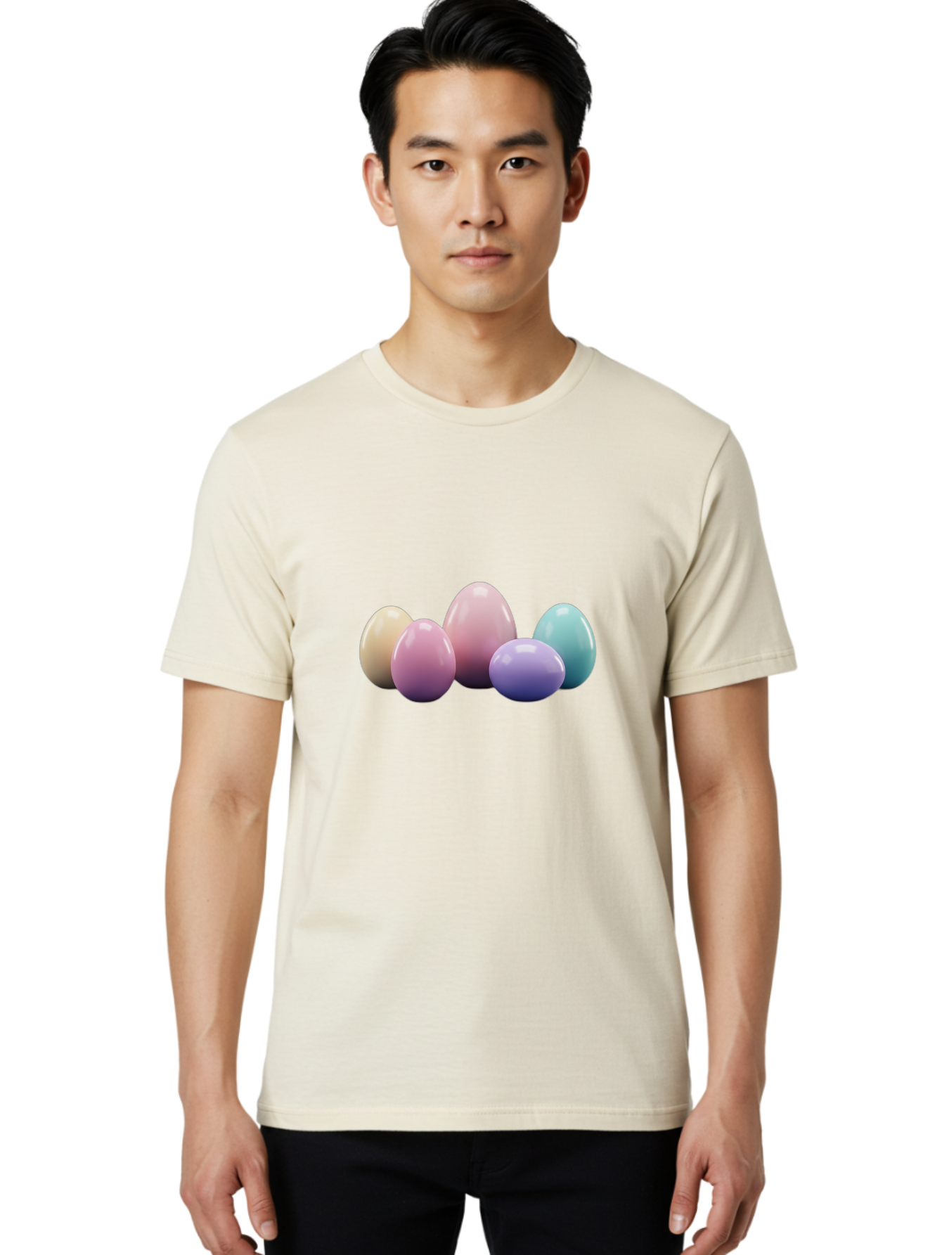 Pastel-Easter-Eggs Men'S Graphic Tee, 100% Cotton, Comfortable Casual Summer Wear, Machine Washable, Pastel Colored Eggs, Easter Eggs, Decorative Eggs, Shiny Eggs, Soft Colored Eggs, Egg Collection, Easter Decoration, Festive Eggs, Bab067