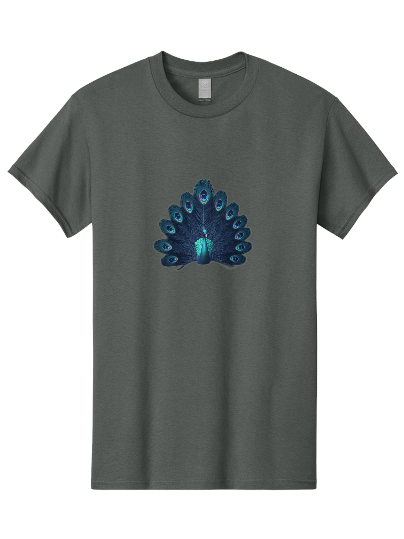 Peacock-10 Men'S Graphic Tee, 100% Cotton, Comfortable Casual Summer Wear, Machine Washable, Peacock Spreading Its Feathers, Blue Eyespots, Vibrant Plumage, Majestic Bird, Iridescent Colors, Natural Beauty, Exotic Wildlife, Stunning Display Bab071