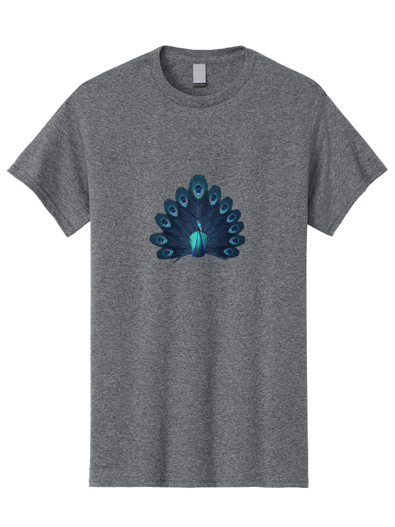 Peacock-10 Men'S Graphic Tee, 100% Cotton, Comfortable Casual Summer Wear, Machine Washable, Peacock Spreading Its Feathers, Blue Eyespots, Vibrant Plumage, Majestic Bird, Iridescent Colors, Natural Beauty, Exotic Wildlife, Stunning Display Bab071
