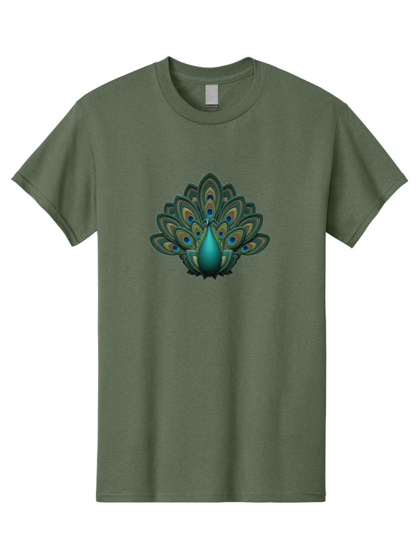 Peacock-12 Men'S Graphic Tee, 100% Cotton, Comfortable Casual Summer Wear, Machine Washable, Peacock Spreading Feathers, Blue Eyespots, Vibrant Plumage, Exotic Bird, Natural Beauty, Colorful Display, Majestic Creature, Bird Watching, Bab073